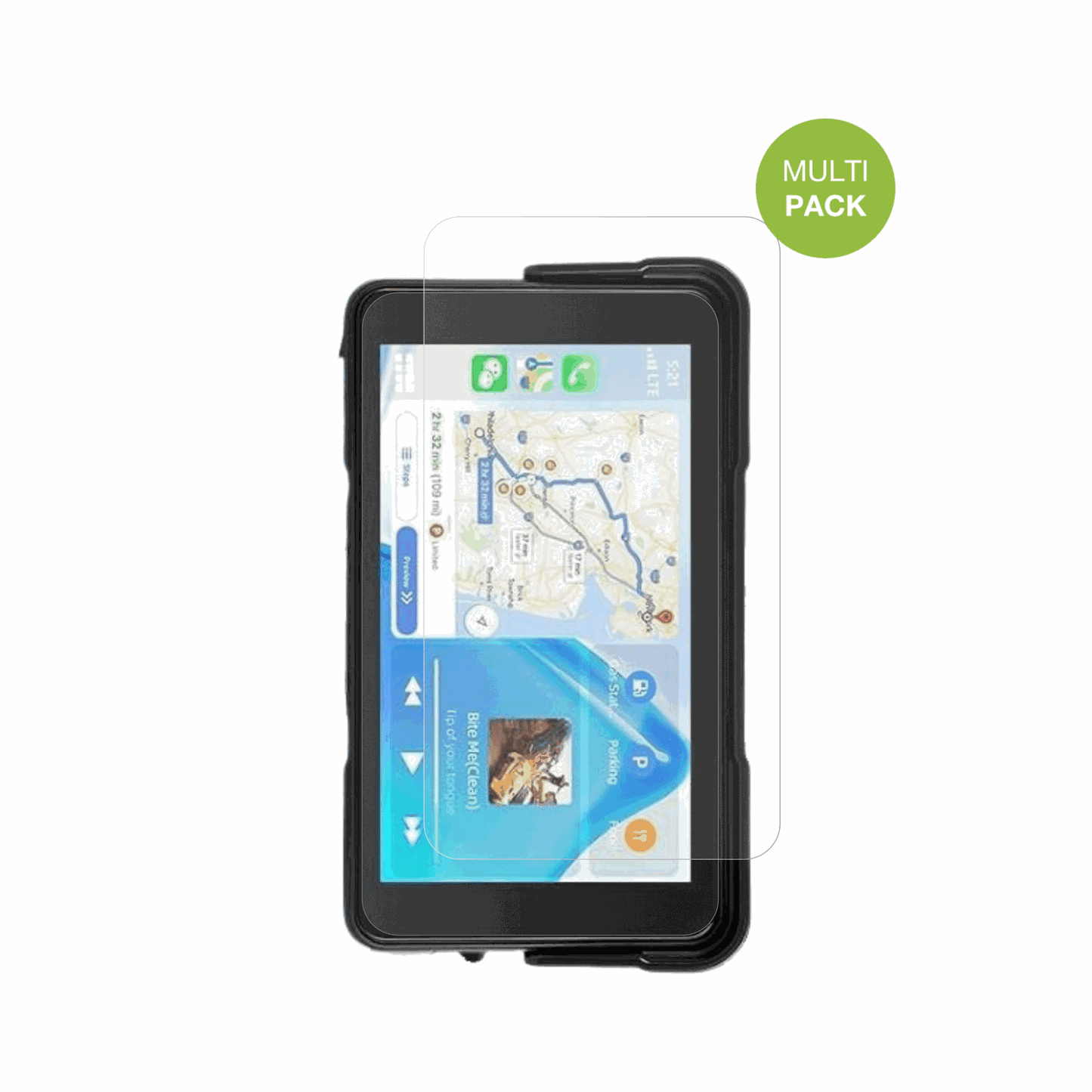 camechomotorrad carplay 5 zoll mit aufgebrachter dipos Displayschutzfolie, die lästige Fingerabdrücke minimiert