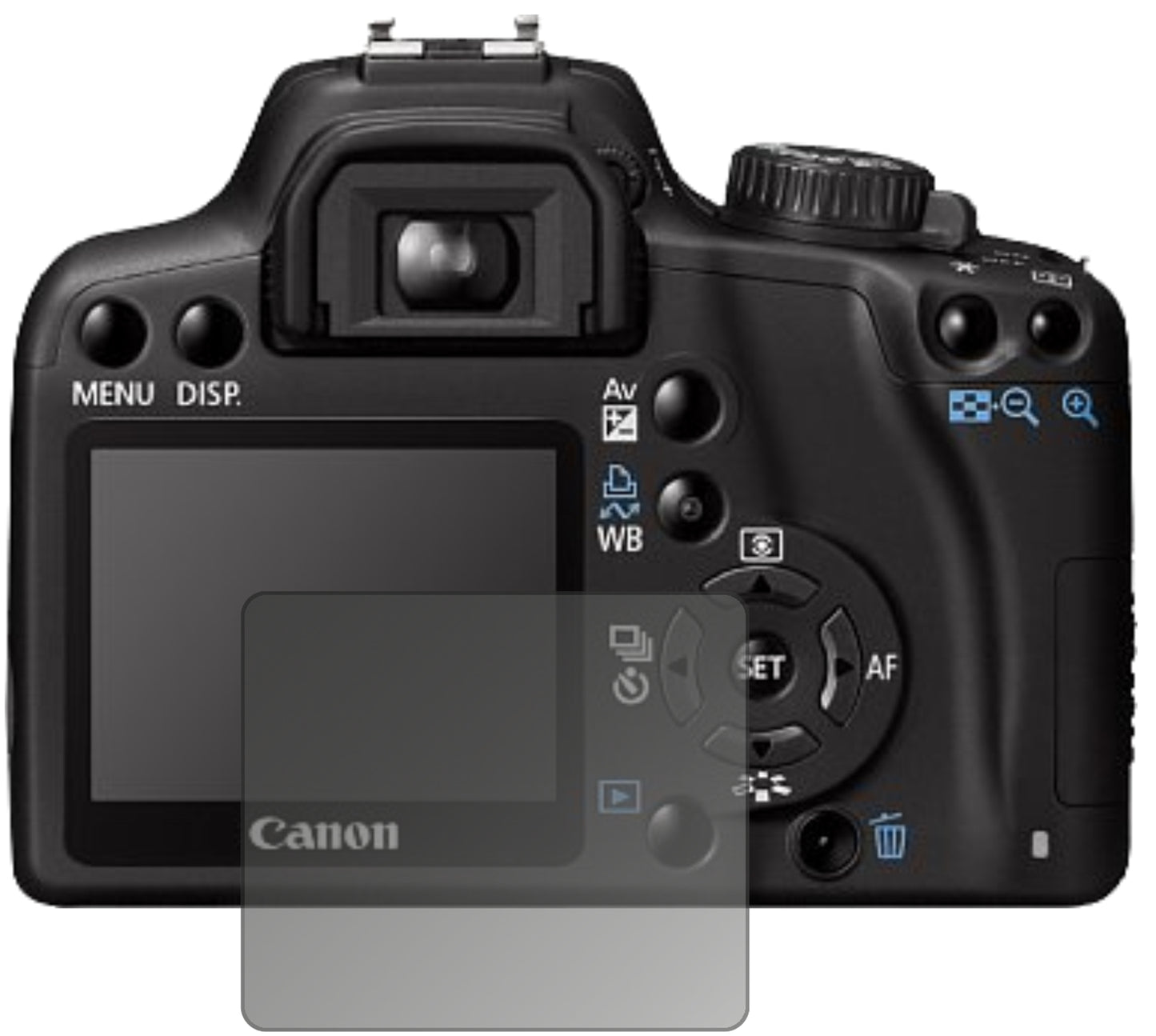 Blickschutzfolie von dipos passend für Canon EOS 1000D, präziser Zuschnitt und blasenfrei montiert