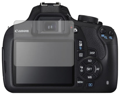 CanonEOS 1200D mit aufgebrachter dipos Displayschutzfolie, die lästige Fingerabdrücke minimiert