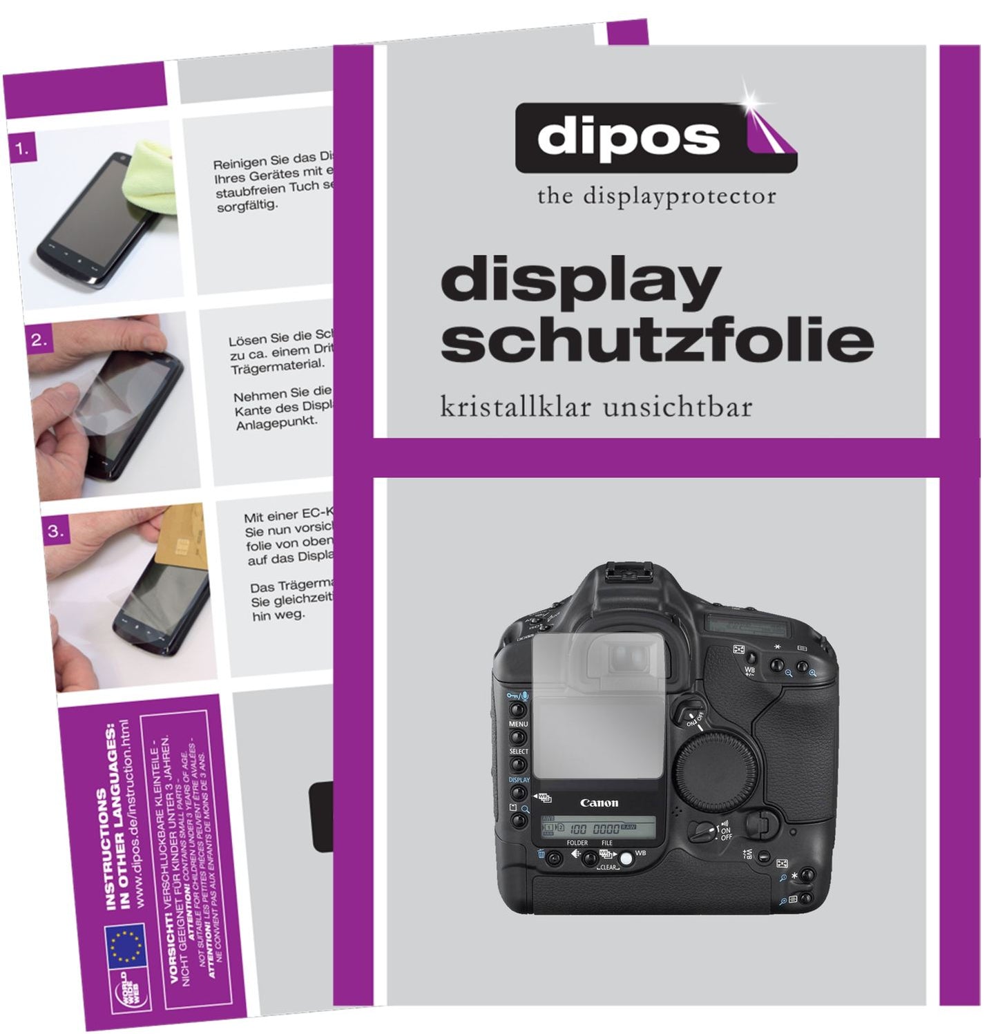 2x Schutzfolie klar für Canon Eos 1DS Mark III Display-Schutzfolie