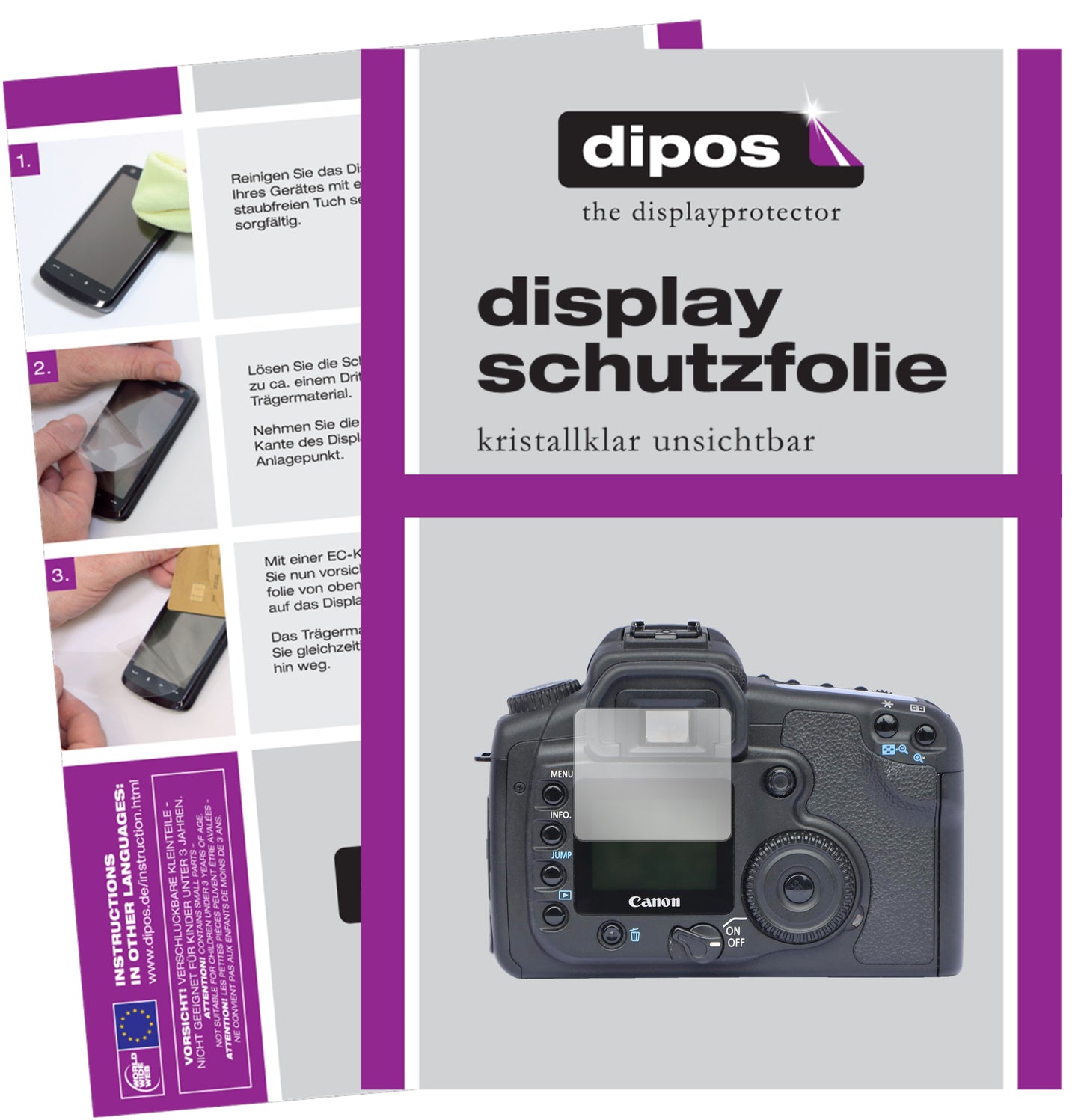 2x Schutzfolie klar für Canon Eos 20D Display-Schutzfolie