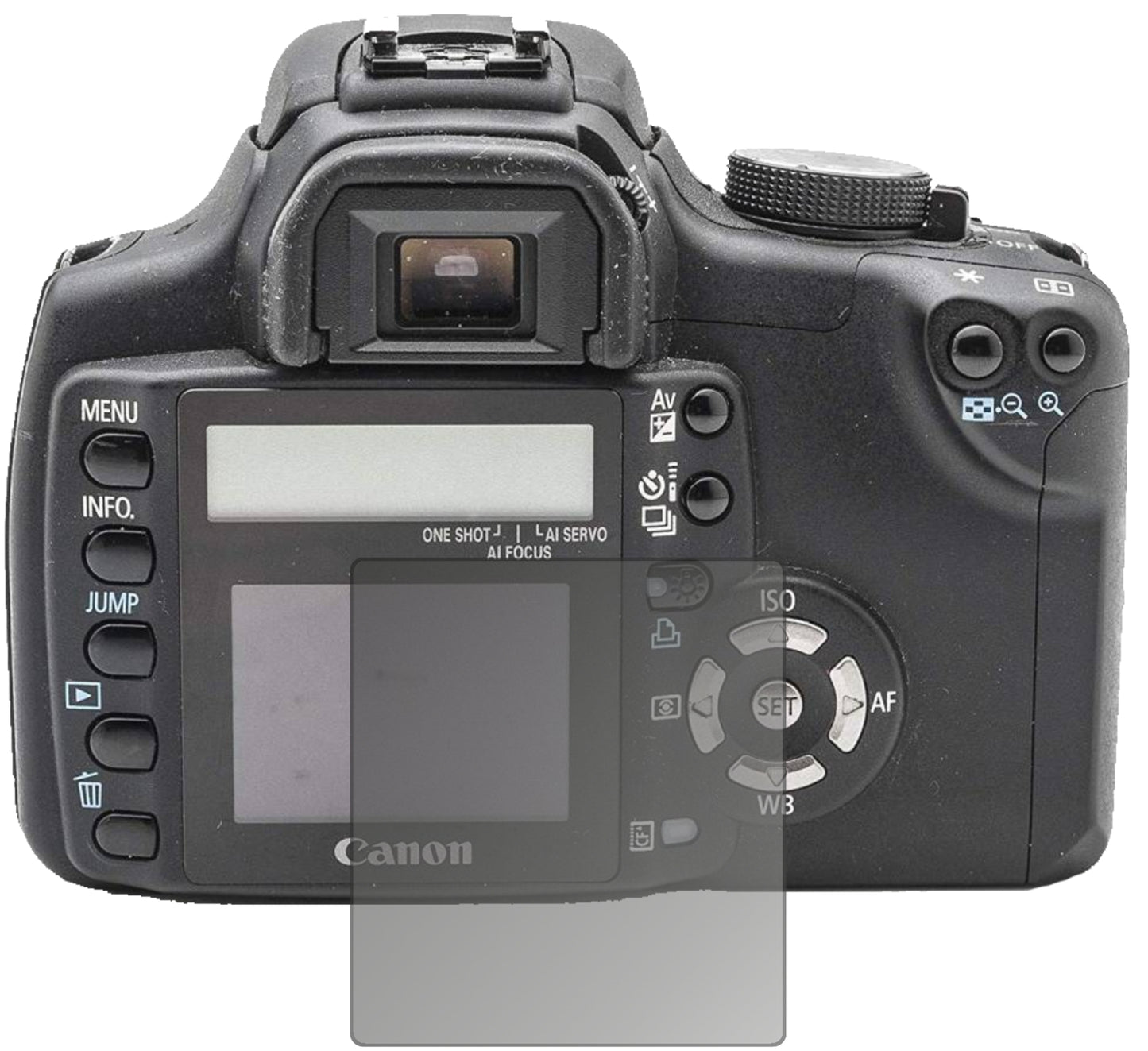 Blickschutzfolie von dipos passend für Canon EOS 350D, präziser Zuschnitt und blasenfrei montiert
