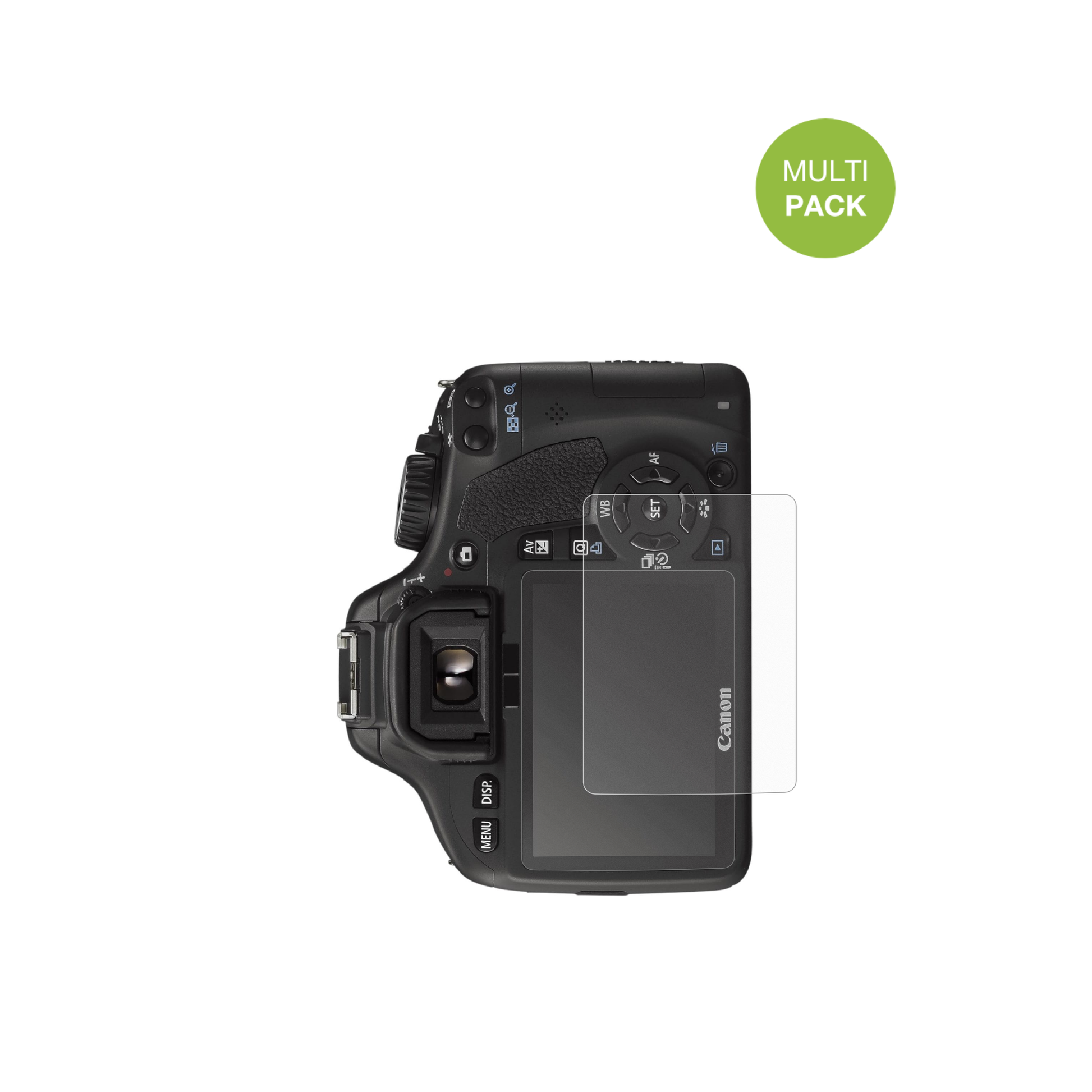CanonEOS 550D mit aufgebrachter dipos Displayschutzfolie, die lästige Fingerabdrücke minimiert