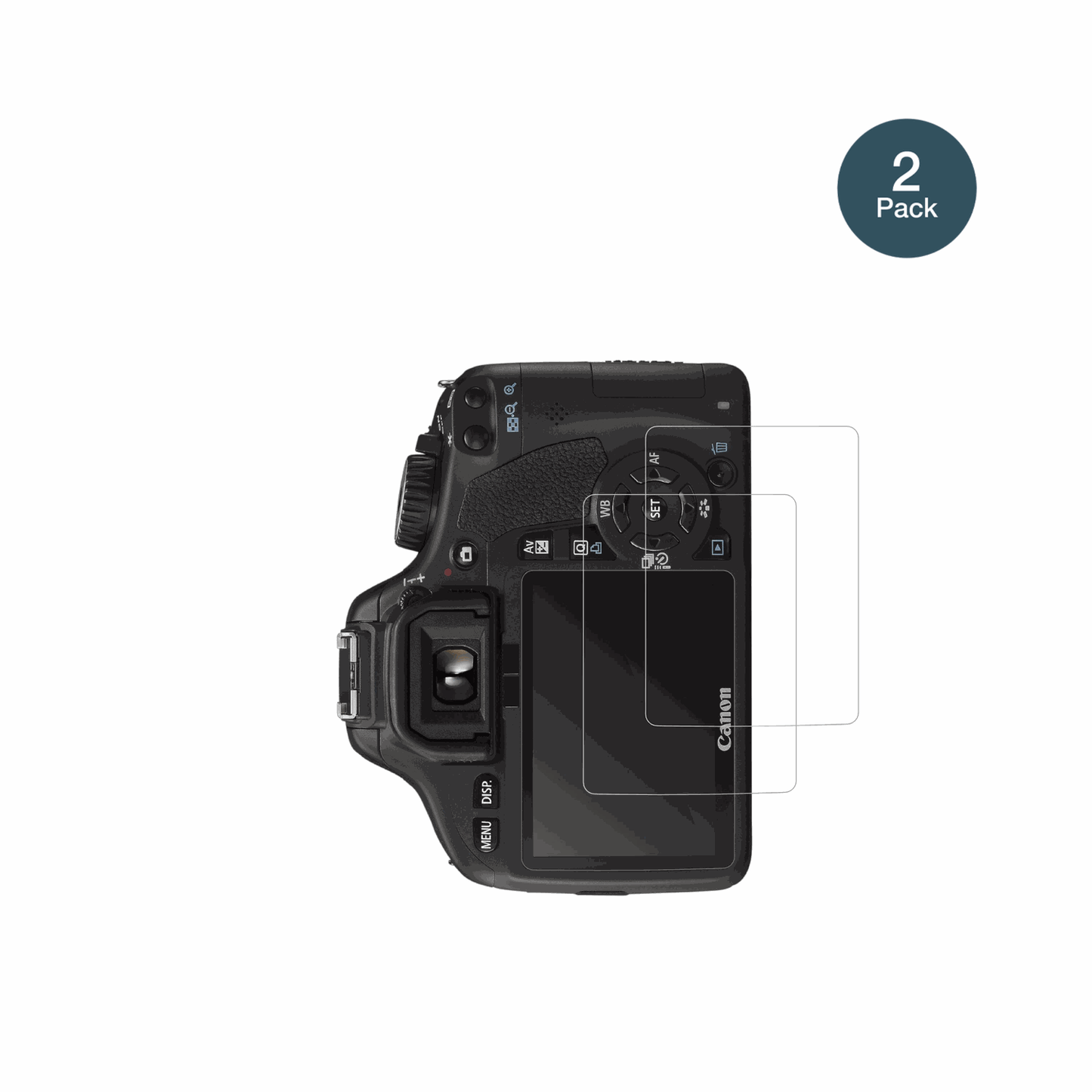 CanonEOS 550D mit aufgebrachter dipos Flex Schutzfolie, glasklare Darstellung ohne Einschränkungen