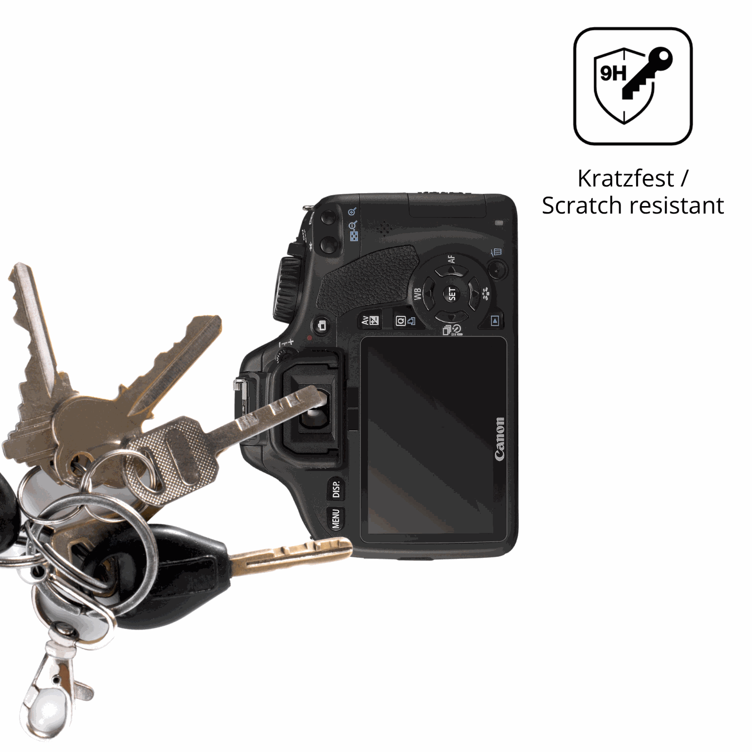 dipos Displayschutz für Canon EOS 550D, transparente Oberfläche, perfekte Passform auch für die Rundungen