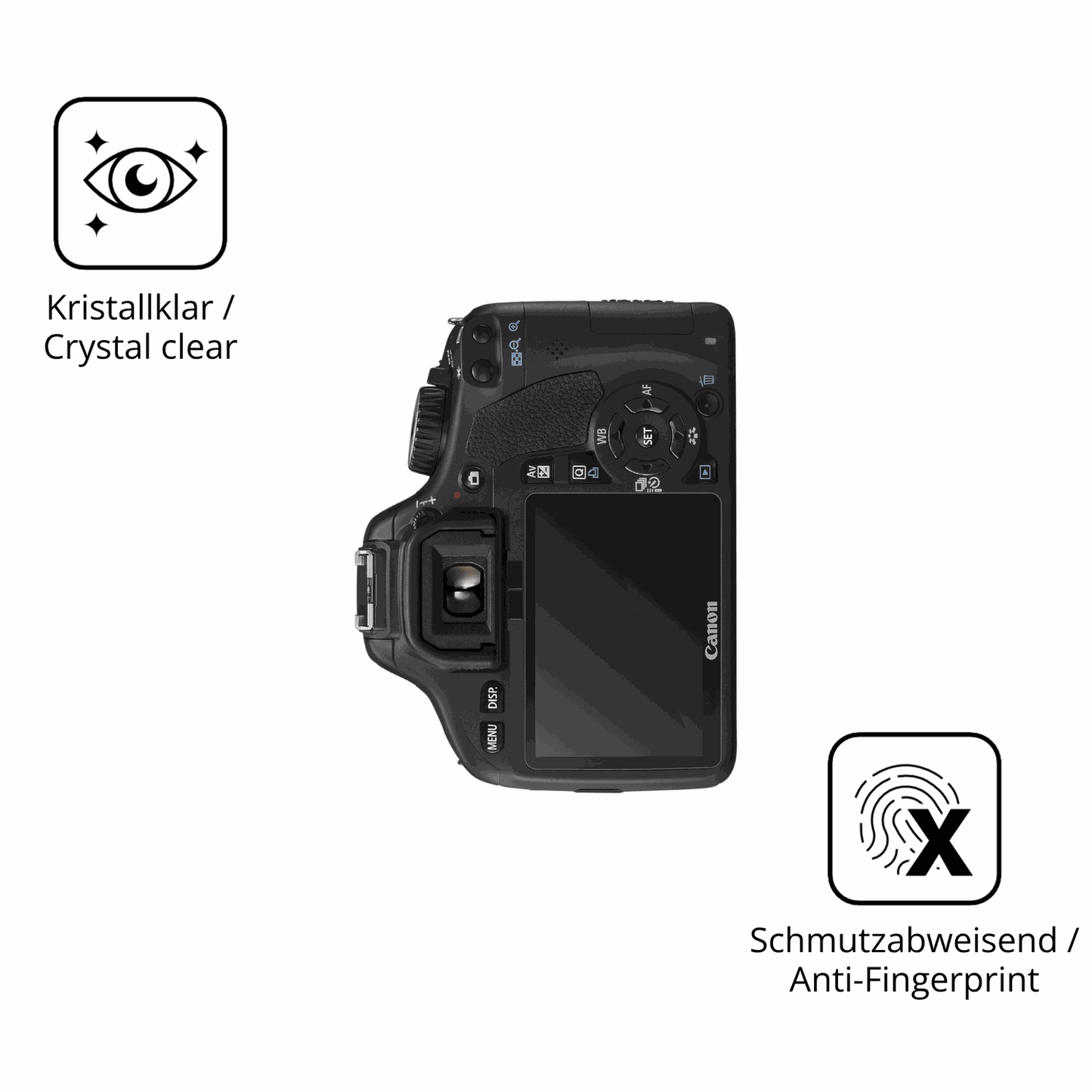 Flexible TPU-Folie passend zugeschnitten für Canon EOS 550D, vollständige Abdeckung