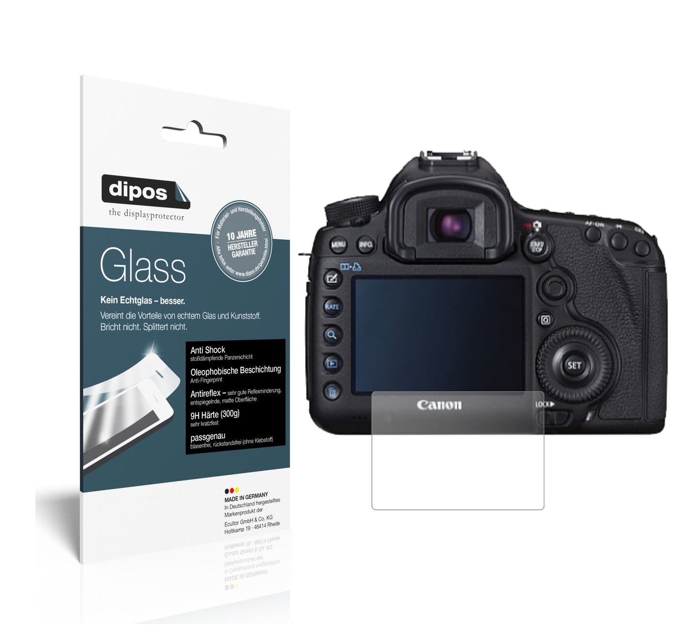 Matte Displayschutzfolie von dipos passend für Canon EOS 5D Mark III, 9H kratzfest und blasenfrei montiert