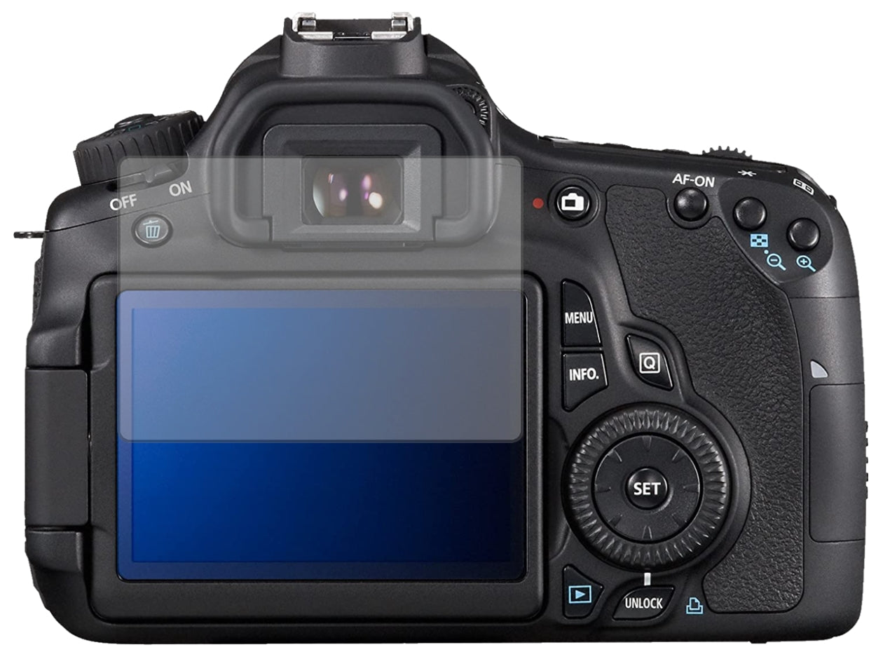 CanonEOS 60D mit aufgebrachter dipos Displayschutzfolie, die lästige Fingerabdrücke minimiert