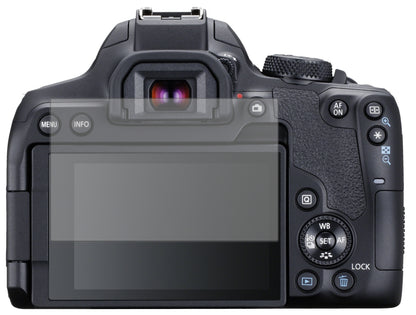 CanonEOS 850D mit aufgebrachter dipos Displayschutzfolie, die lästige Fingerabdrücke minimiert