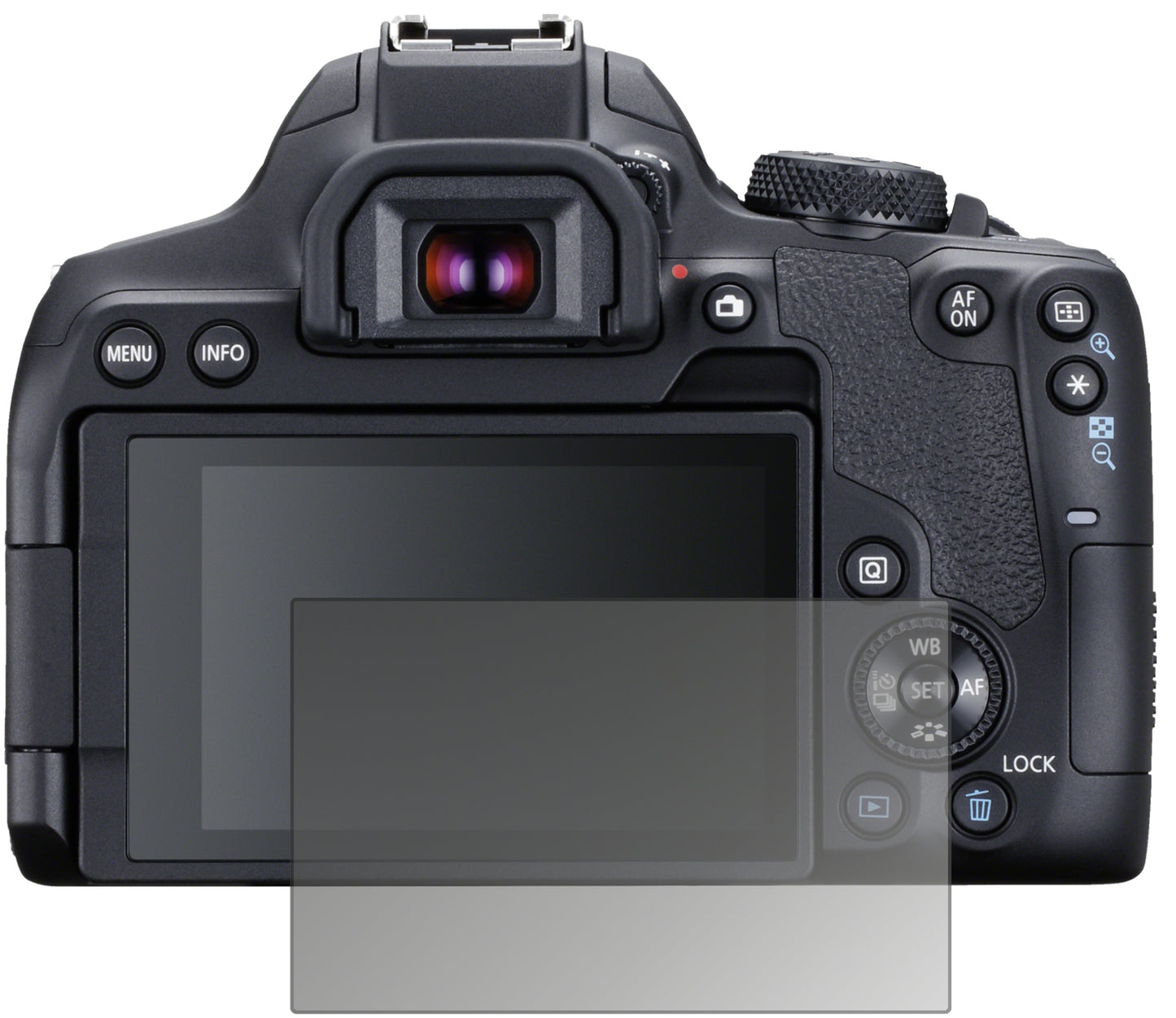 Blickschutzfolie von dipos passend für Canon EOS 850D, präziser Zuschnitt und blasenfrei montiert