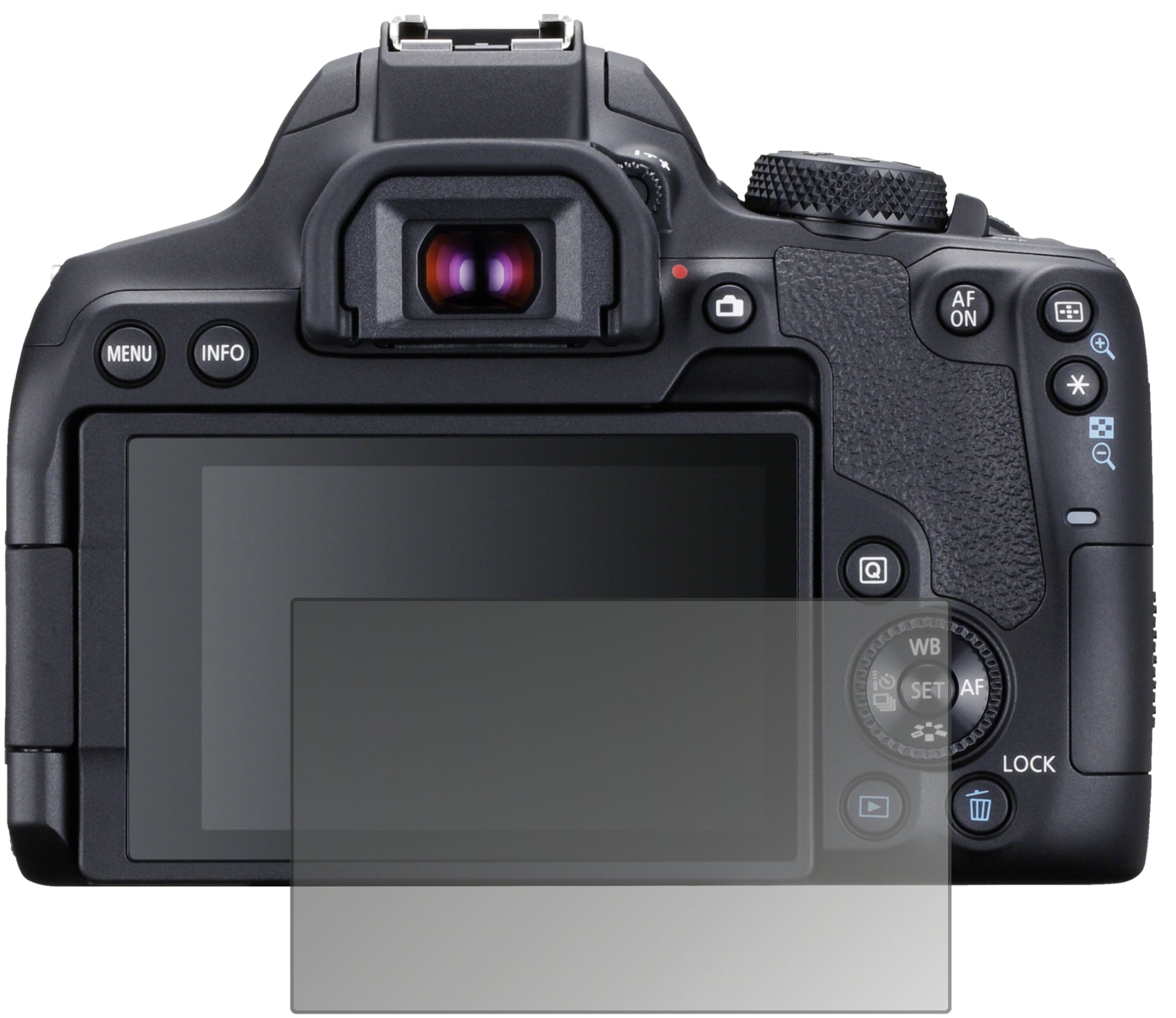 Blickschutzfolie von dipos passend für Canon EOS 850D, präziser Zuschnitt und blasenfrei montiert