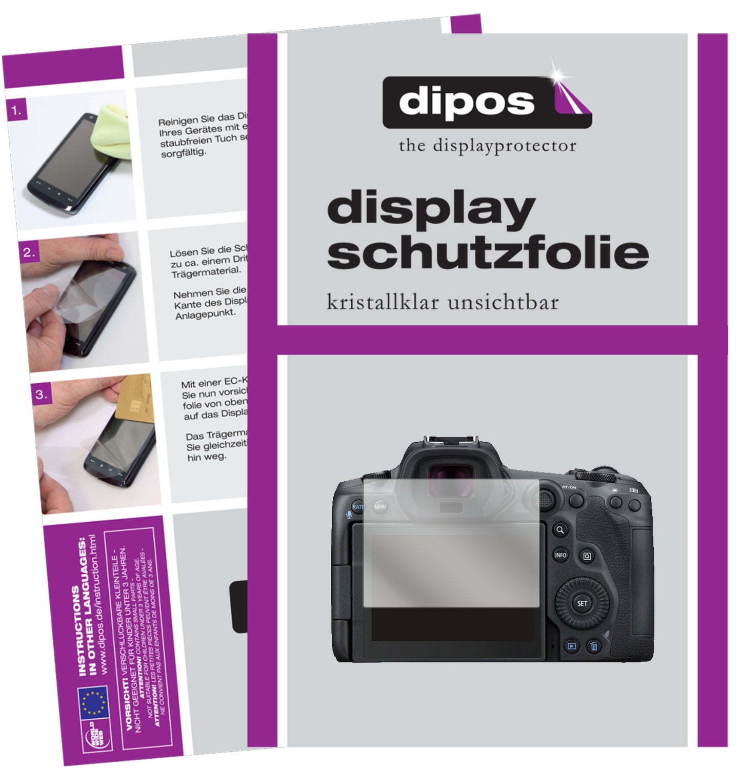 6x Schutzfolie klar für Canon EOS R5 C Display-Schutzfolie