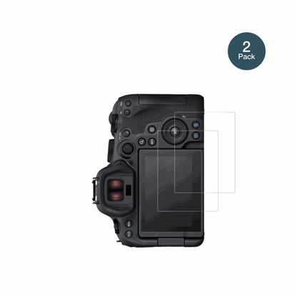 CanonEOS R6 Mark II mit aufgebrachter dipos Flex Schutzfolie, glasklare Darstellung ohne Einschränkungen