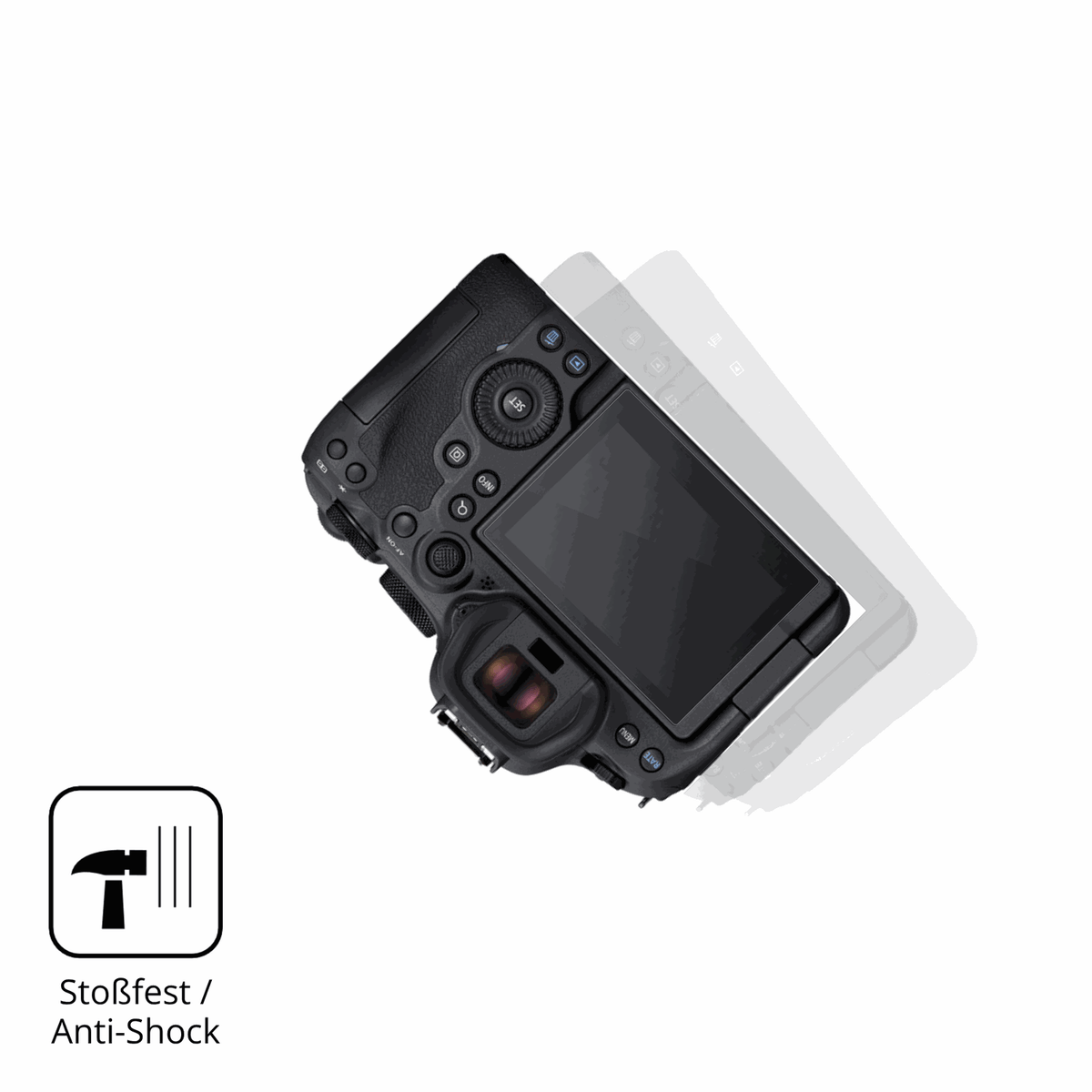 Schutz gegen Kratzer auf dem Canon EOS R6 Mark II Glas durch Schlüssel, Stöße gegen die Tischkante oder Stürze