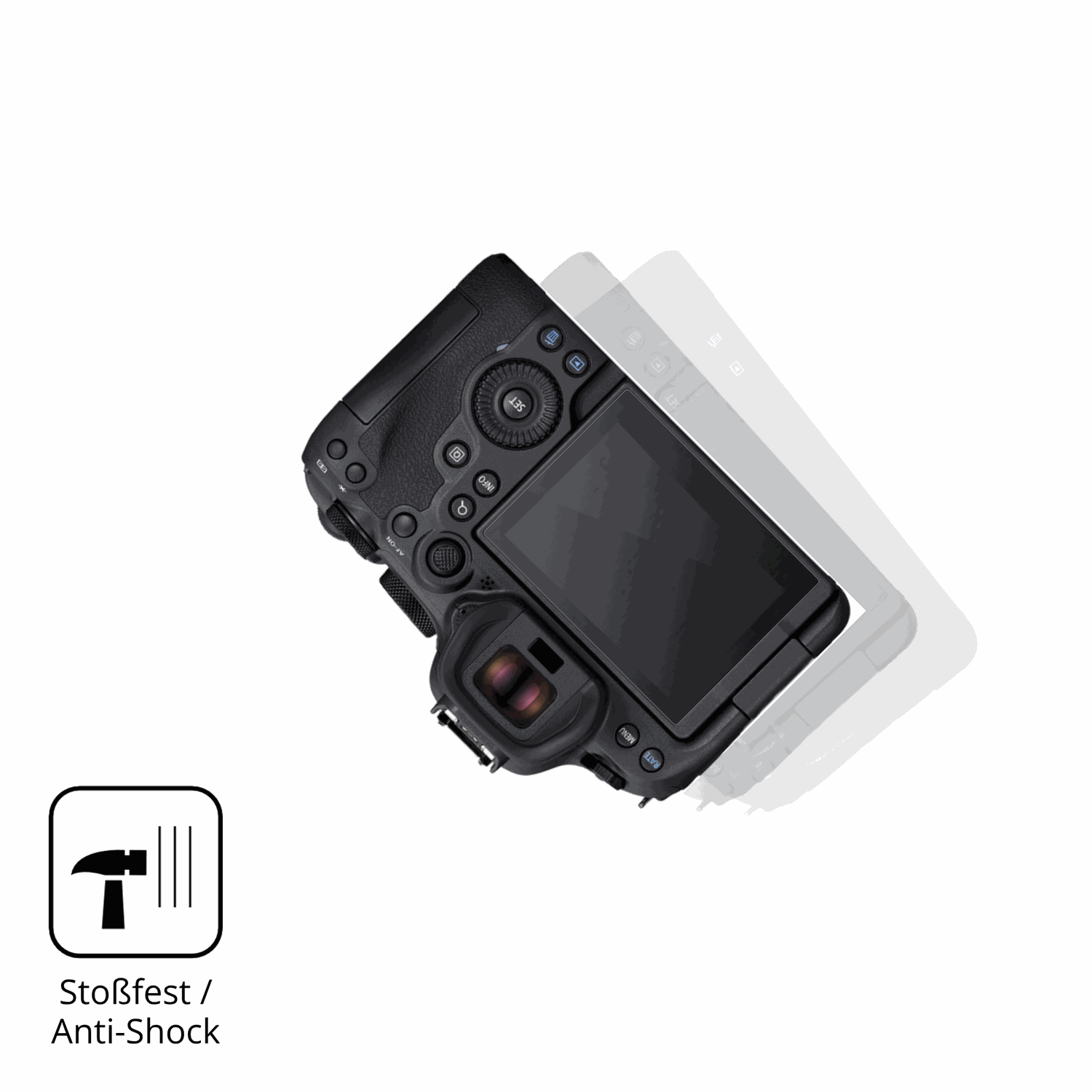 Schutz gegen Kratzer auf dem Canon EOS R6 Mark II Glas durch Schlüssel, Stöße gegen die Tischkante oder Stürze