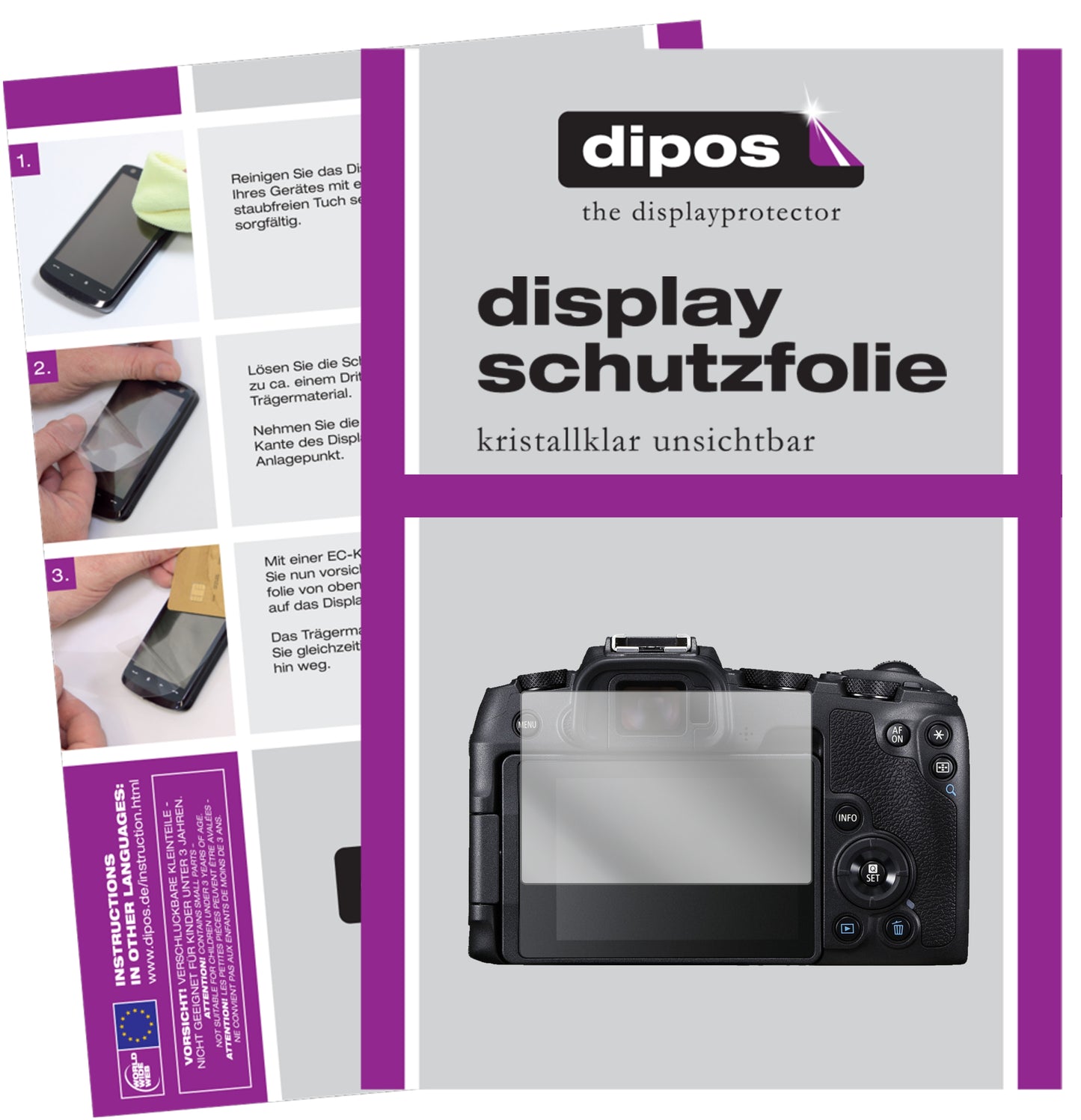 2x Schutzfolie klar für Canon EOS RP Display-Schutzfolie