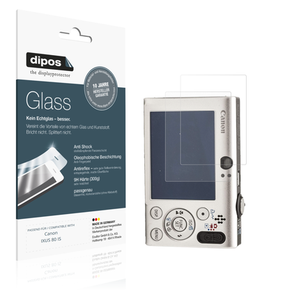 Matte Displayschutzfolie von dipos passend für Canon IXUS 80 IS, 9H kratzfest und blasenfrei montiert