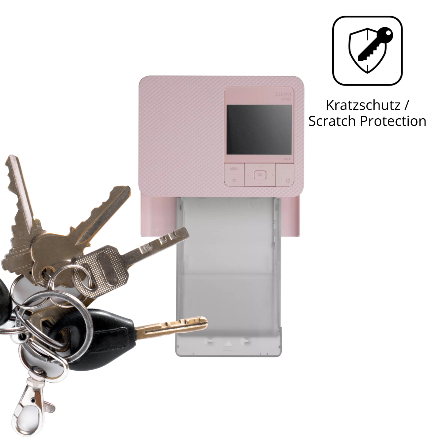 Schutz gegen Kratzer auf dem Canon Selphy CP1500 Mini Glas durch Schlüssel oder Ähnliches