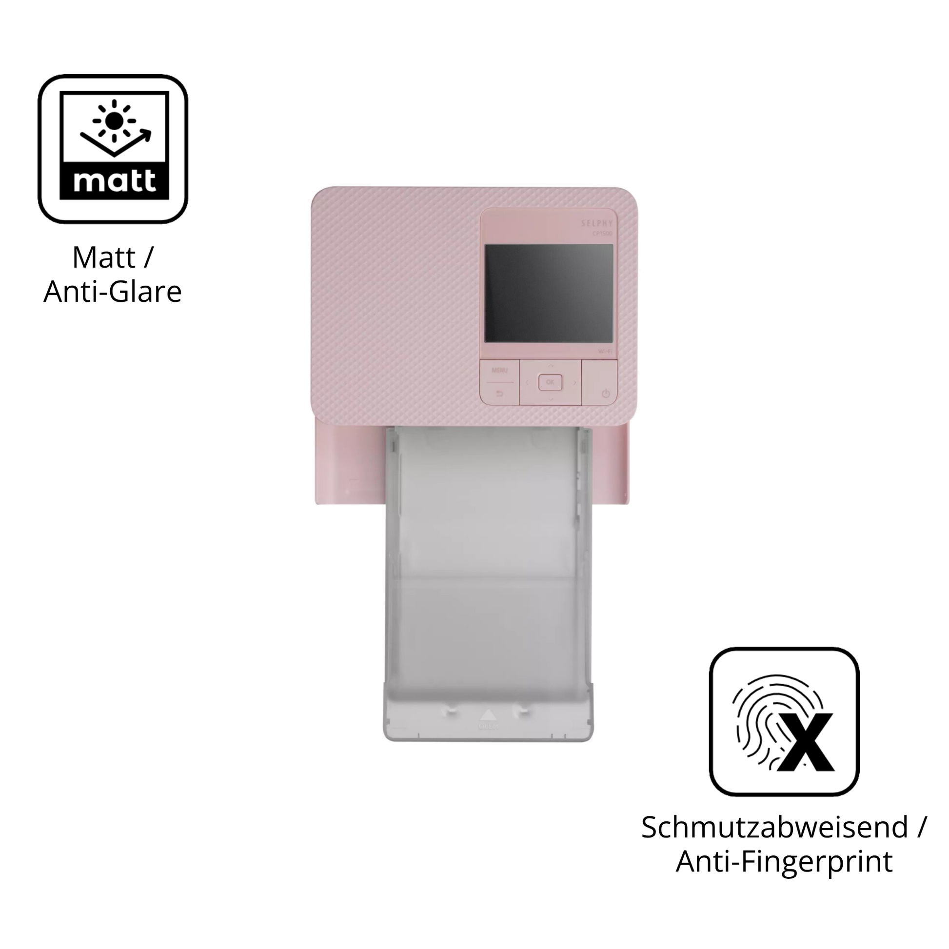 Dünne und entspiegelnde Folie passend zugeschnitten für Canon Selphy CP1500 Mini