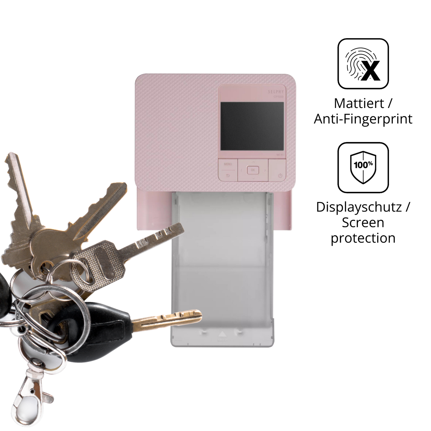 dipos Displayschutz für Canon Selphy CP1500 Mini, mattierte Oberfläche, Blickschutzfilter und perfekter Passform