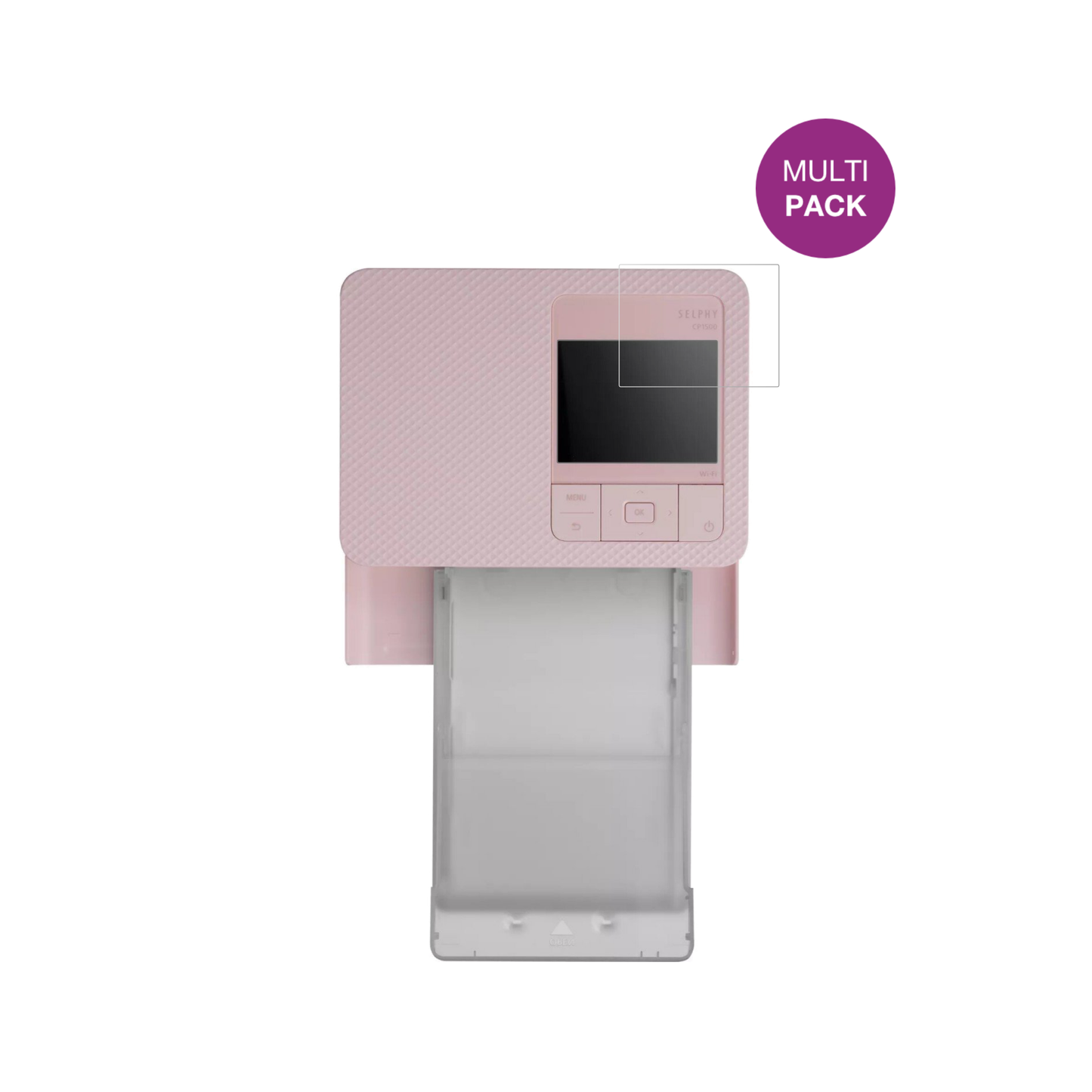 CanonSelphy CP1500 Mini mit aufgebrachter dipos Displayschutzfolie, glasklare Darstellung ohne Einschränkungen