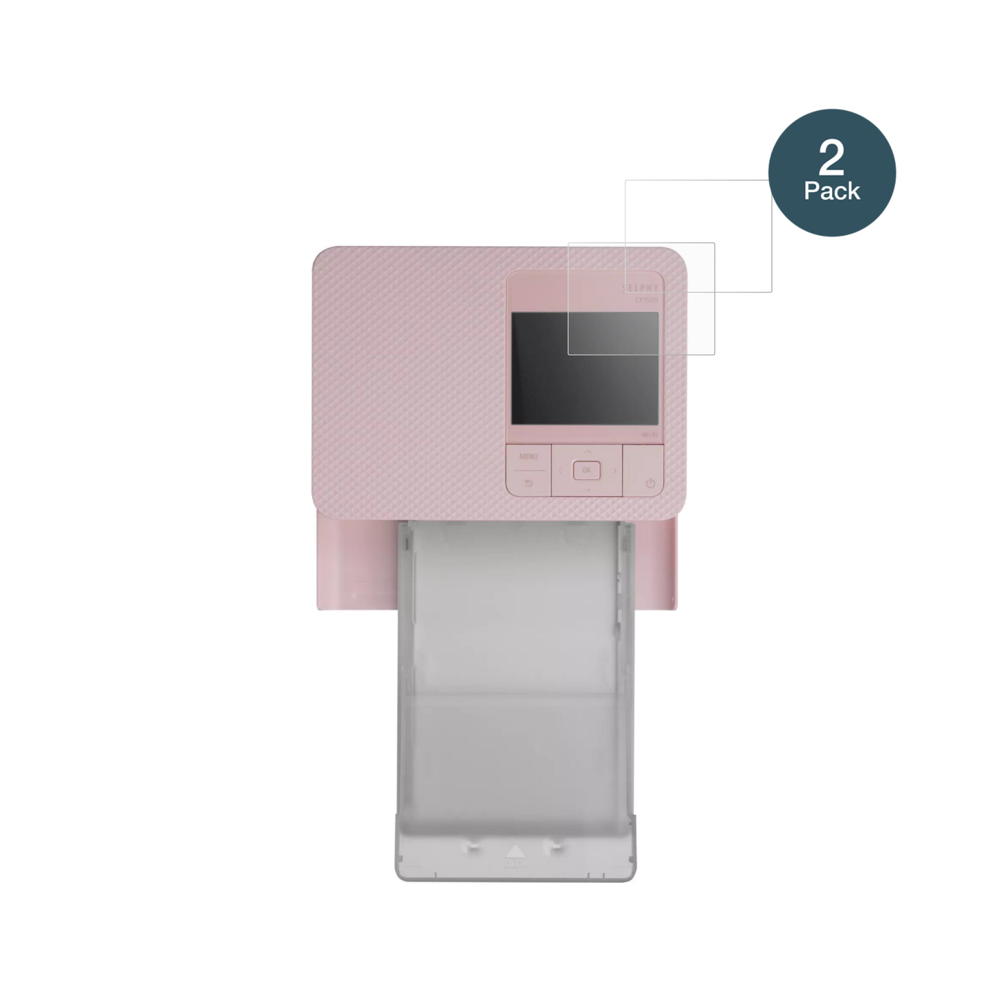 CanonSelphy CP1500 Mini mit aufgebrachter dipos Panzerfolie, die lästige Fingerabdrücke minimiert