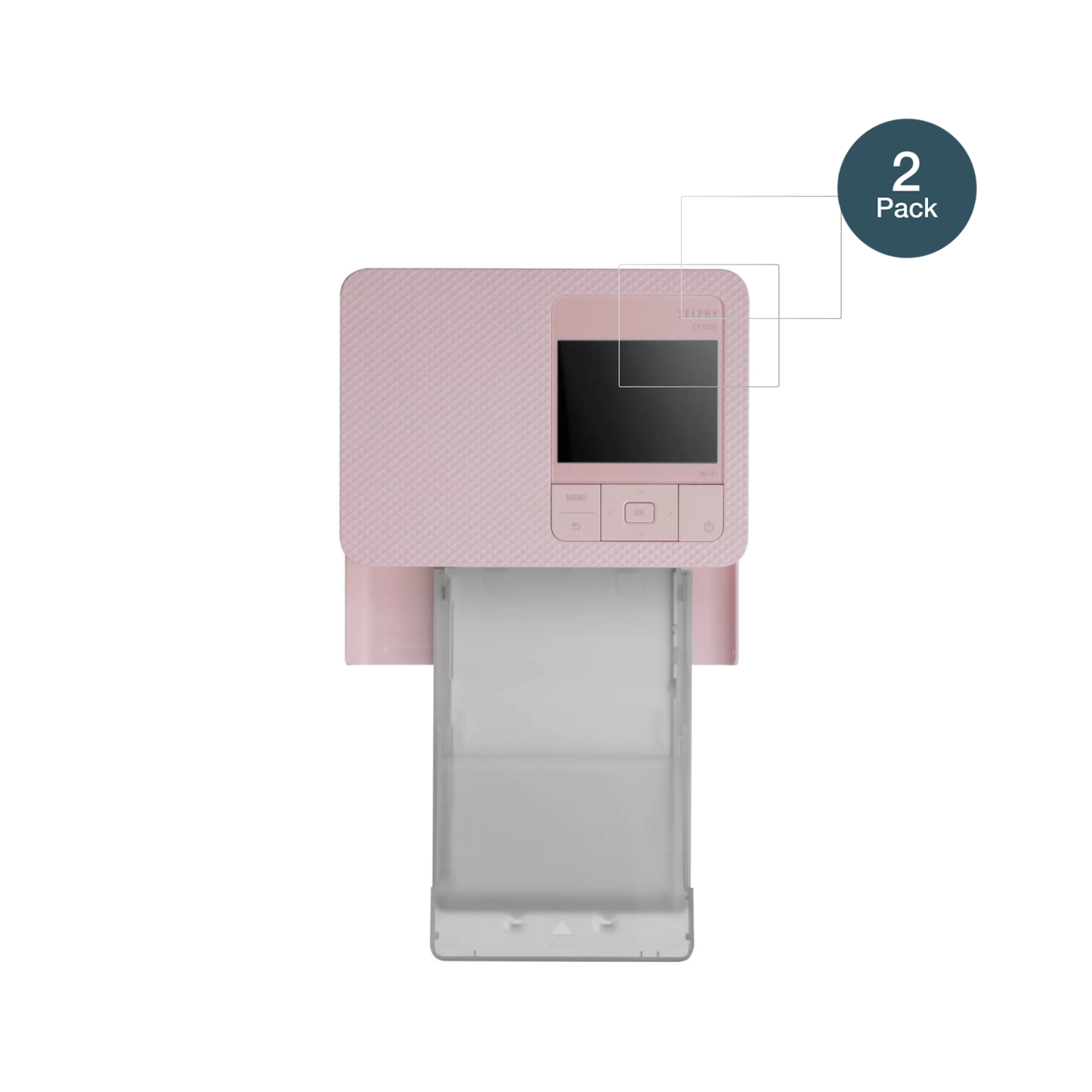 CanonSelphy CP1500 Mini mit aufgebrachter dipos Flex Schutzfolie, glasklare Darstellung ohne Einschränkungen