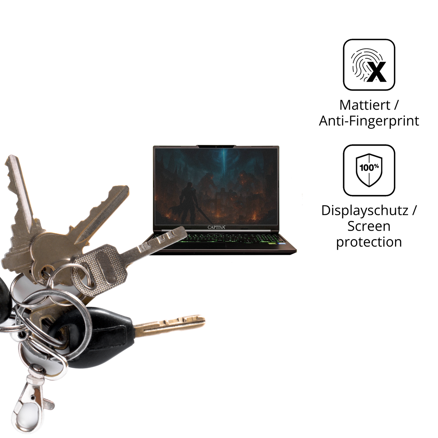 dipos Displayschutz für Captiva I94-407, mattierte Oberfläche, Blickschutzfilter und perfekter Passform