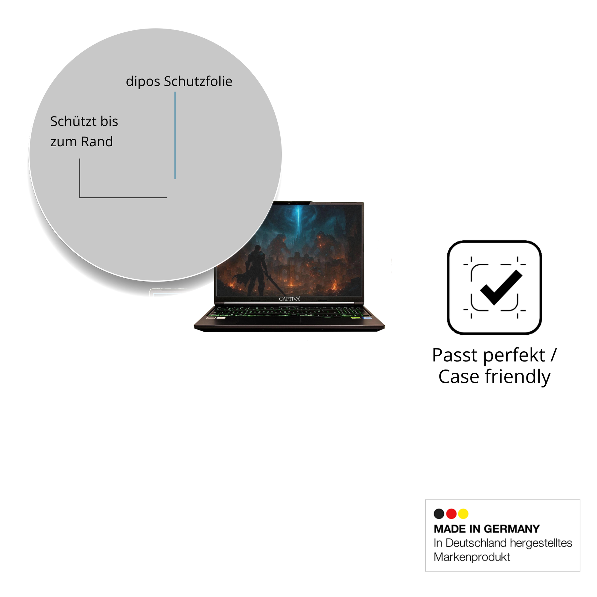 Schutzglasfolie mit optimaler Passform, zur Verwendung mit Hüllen geeignet