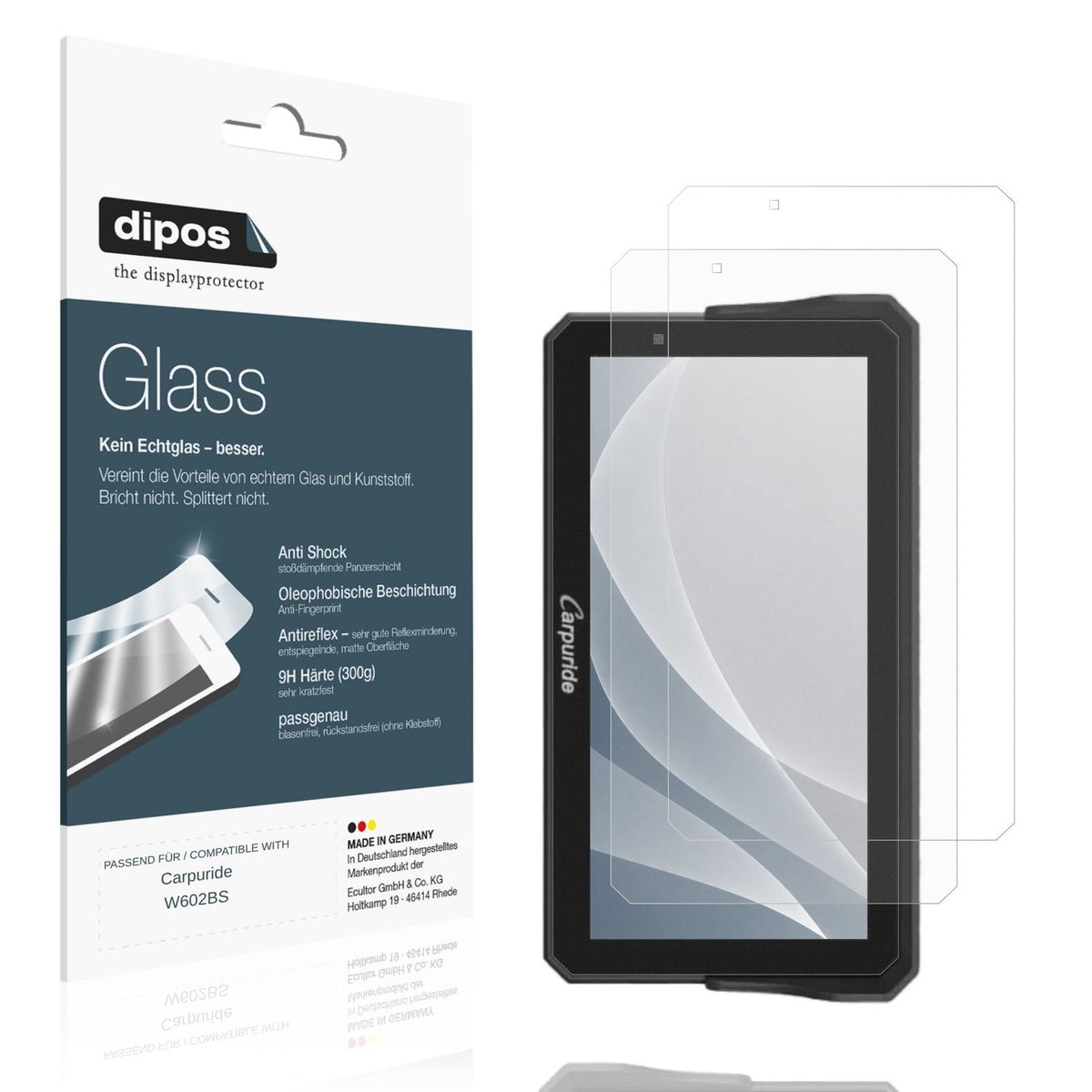 Matte Displayschutzfolie von dipos passend für Carpuride W602BS, 9H kratzfest und blasenfrei montiert