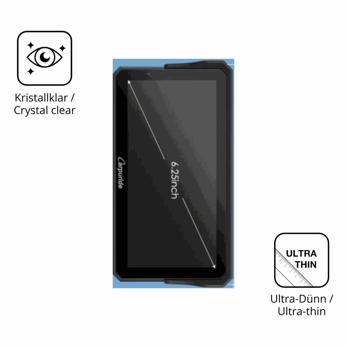 2x Schutzfolie klar für Carpuride W602BS Pro Display-Schutzfolie