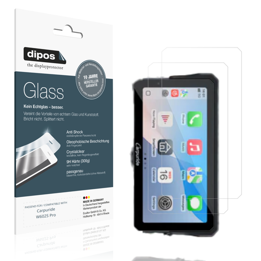 Klare Displayschutzfolie von dipos passend für Carpuride W602S Pro, 9H kratzfest und blasenfrei montiert
