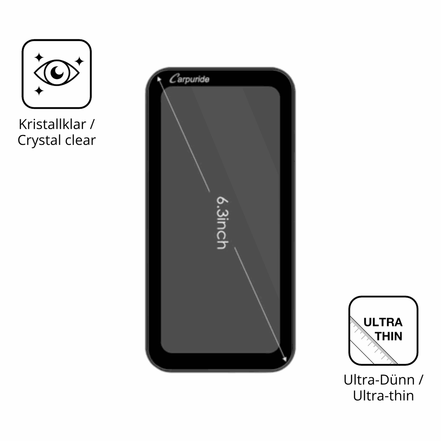 2x Schutzfolie klar für Carpuride W603B 6.3 Zoll Display-Schutzfolie