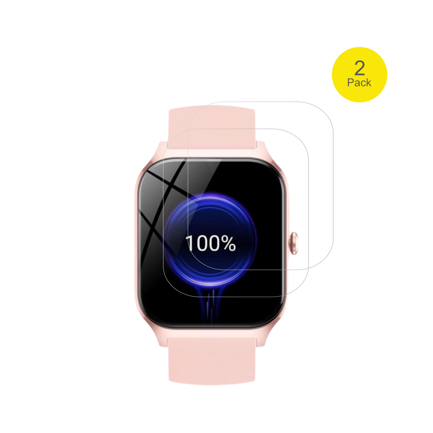 cascho1.85 damen smartwatch mit aufgebrachter dipos Displayschutzfolie, glasklare Darstellung ohne Einschränkungen