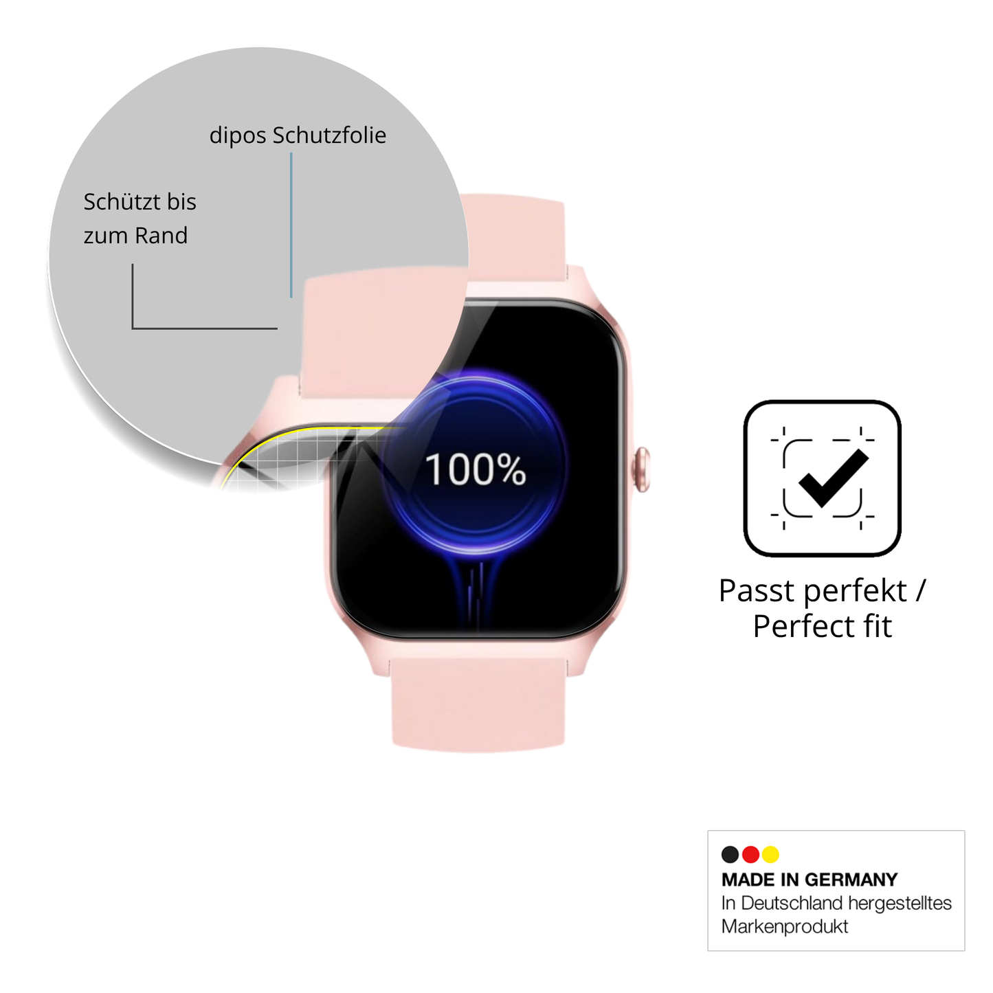 Schutzfolie mit optimaler Passform, zur Verwendung mit Hüllen geeignet