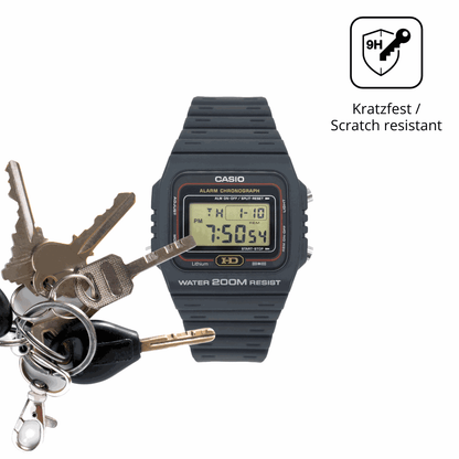 dipos Displayschutz für Casio DW-260, transparente Oberfläche, perfekte Passform auch für die Rundungen