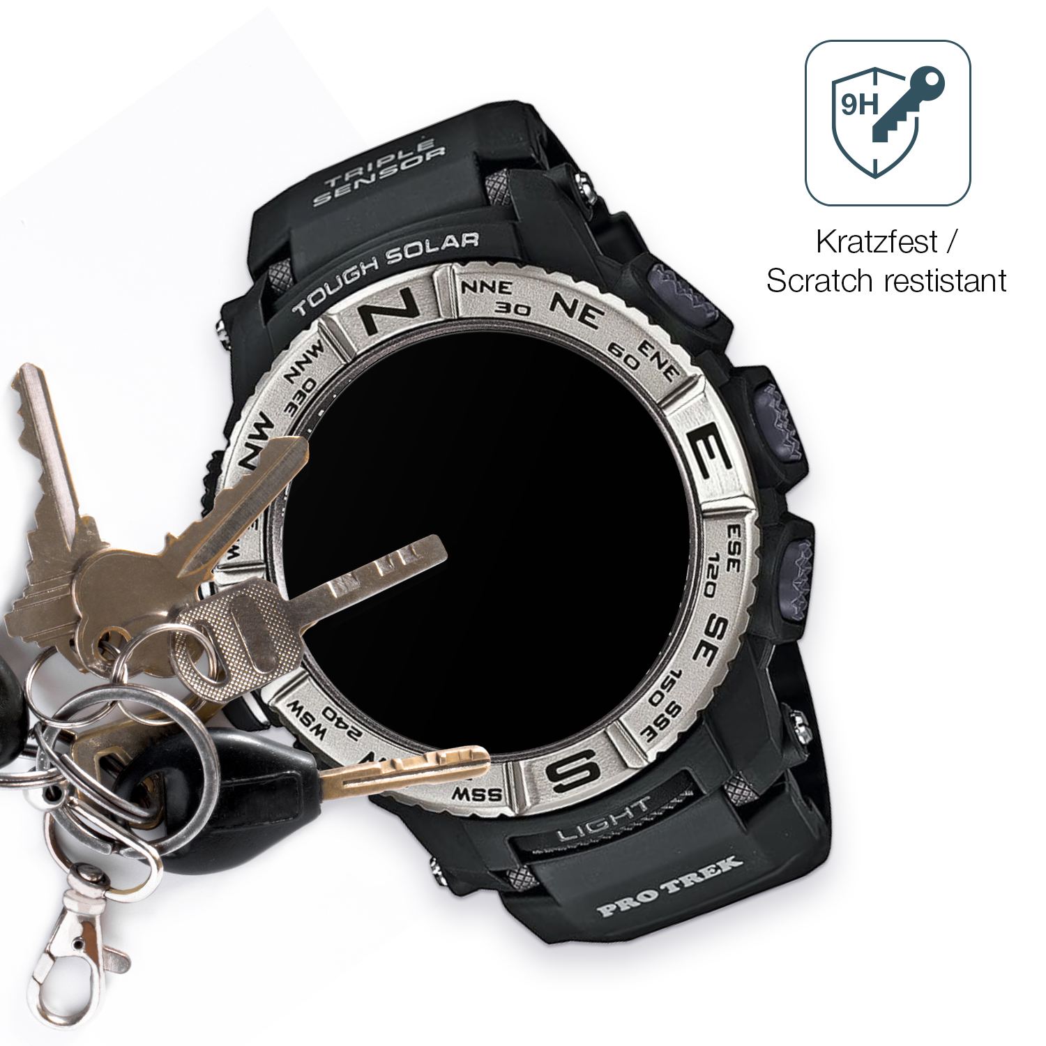 dipos Displayschutz für Casio Pro Trek PRW-3500-1, mattierte Oberfläche, robuste Festigkeit und perfekte Passform