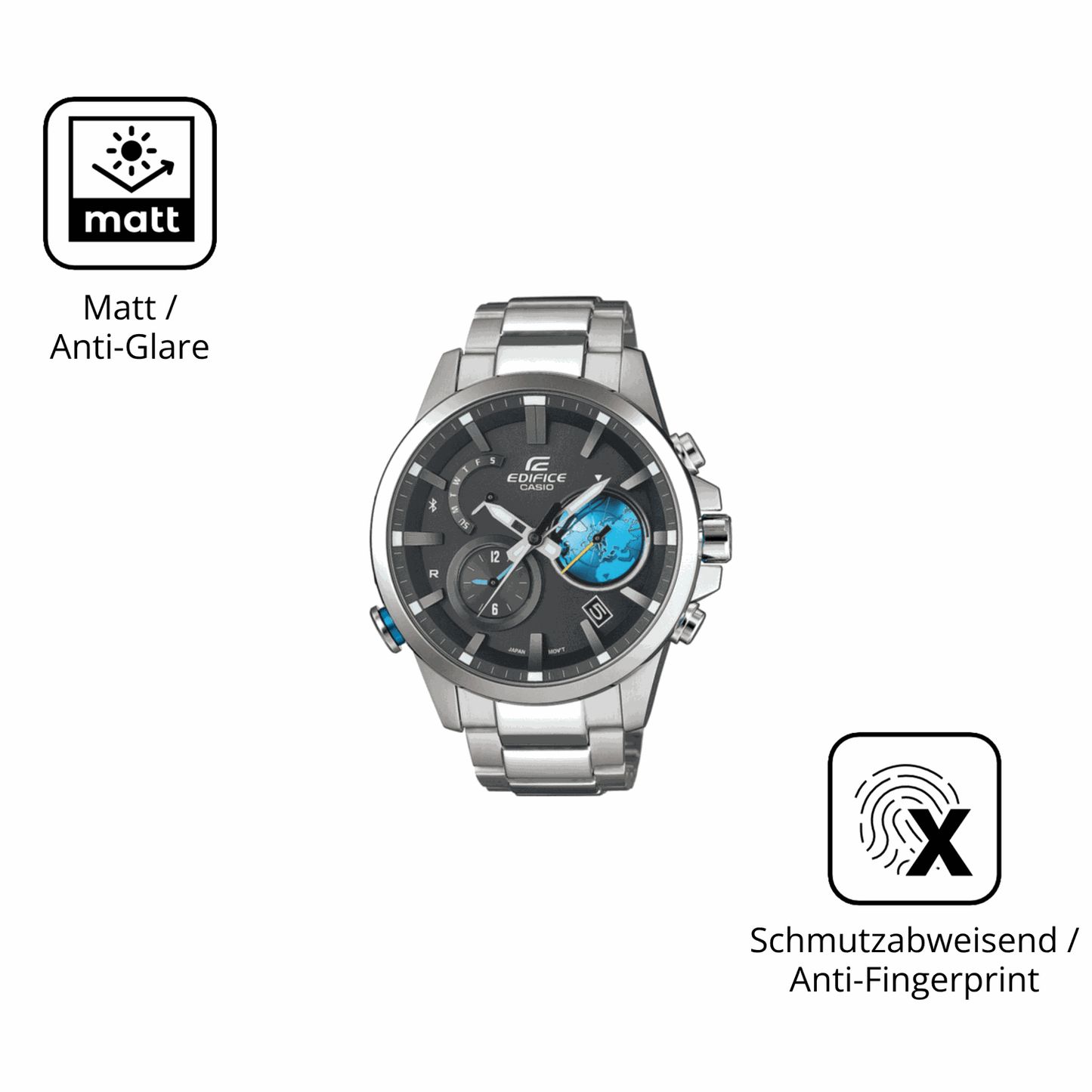 9H Hartbeschichtete, flexible Folie passend zugeschnitten für Casio Edifice EQB-600D