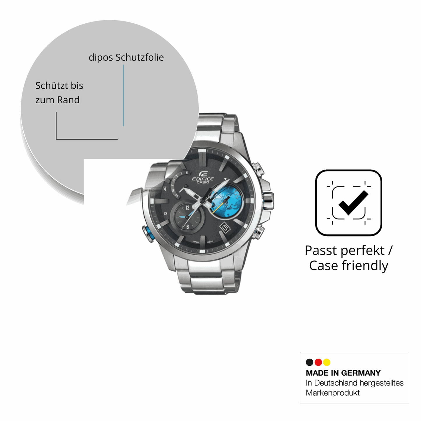 Schutzglasfolie mit optimaler Passform, zur Verwendung mit Hüllen geeignet
