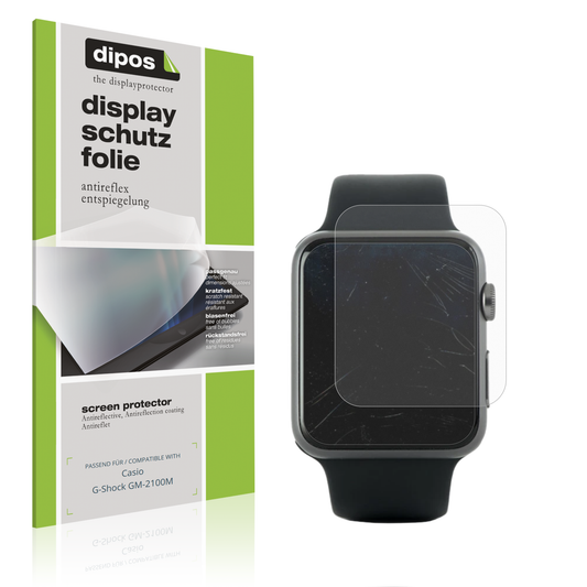 Matte Displayschutzfolie von dipos passend für Casio G-Shock GM-2100M, präziser Zuschnitt und blasenfrei montiert
