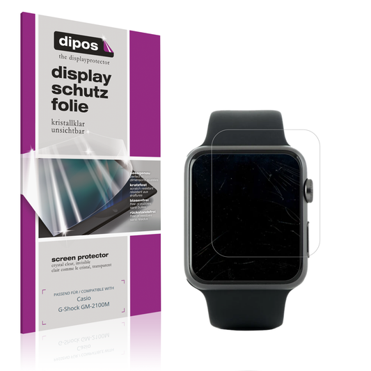 Klare Displayschutzfolie von dipos passend für Casio G-Shock GM-2100M, präziser Zuschnitt und blasenfrei montiert