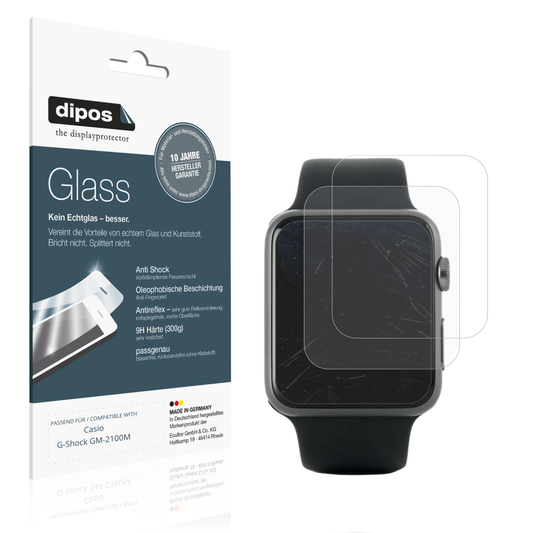 Matte Displayschutzfolie von dipos passend für Casio G-Shock GM-2100M, 9H kratzfest und blasenfrei montiert