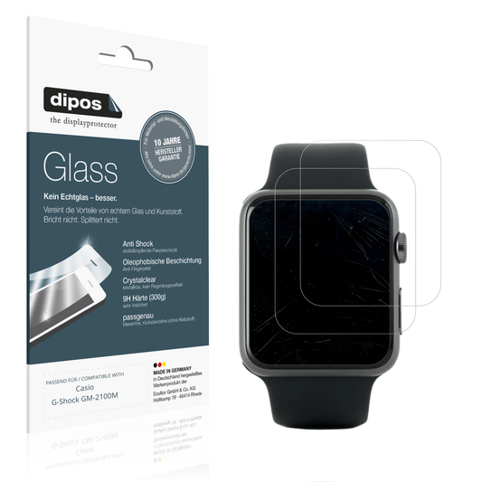 Klare Displayschutzfolie von dipos passend für Casio G-Shock GM-2100M, 9H kratzfest und blasenfrei montiert