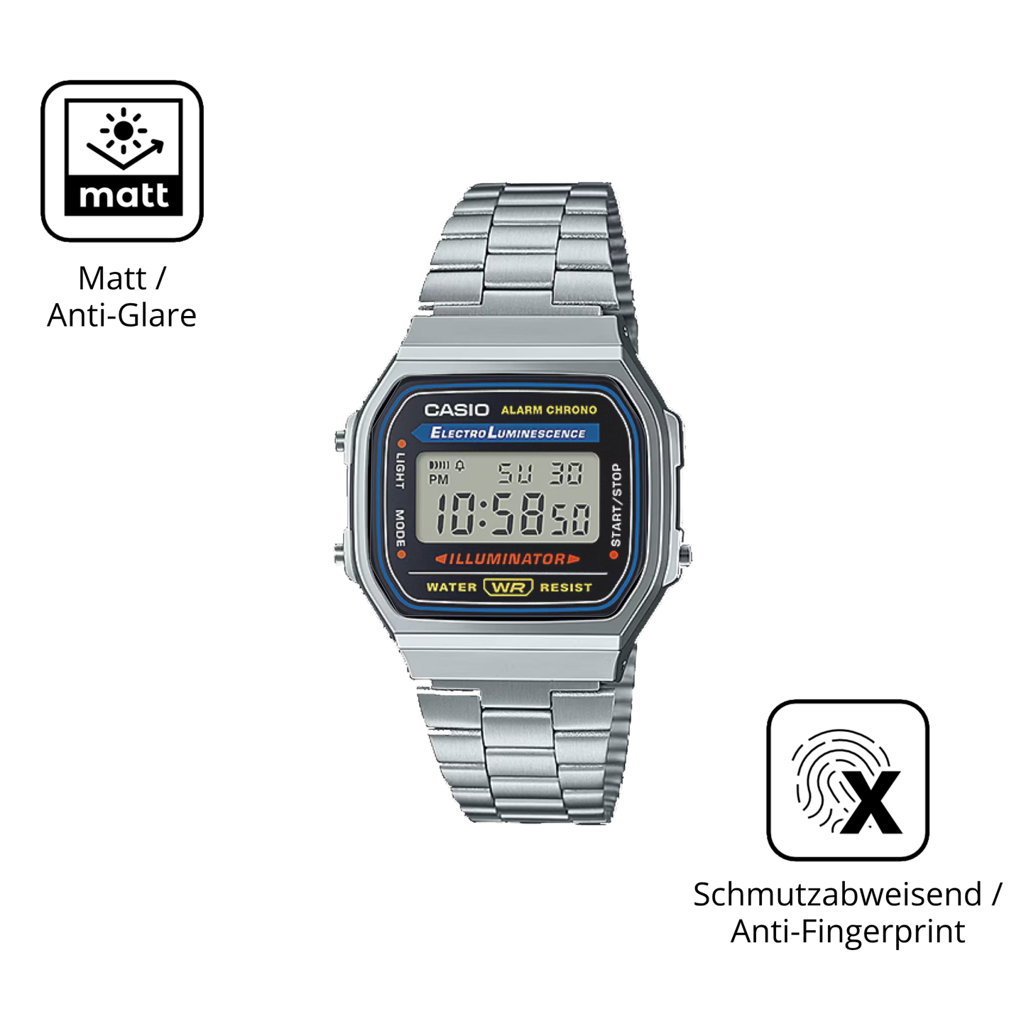 6x Schutzfolie matt für Casio Iconic A168WA-1 Display-Schutzfolie