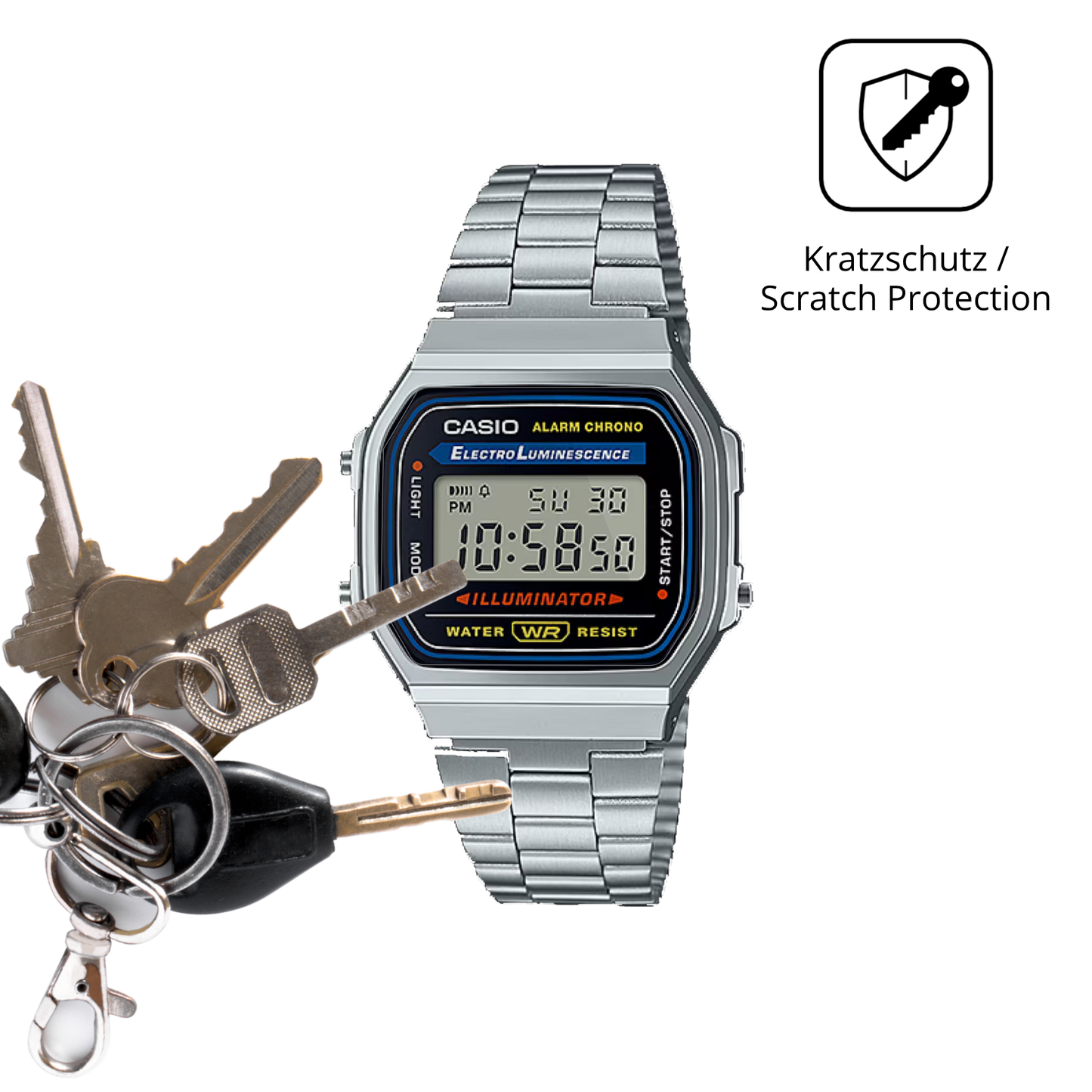 6x Schutzfolie klar für Casio Iconic A168WA-1 Display-Schutzfolie
