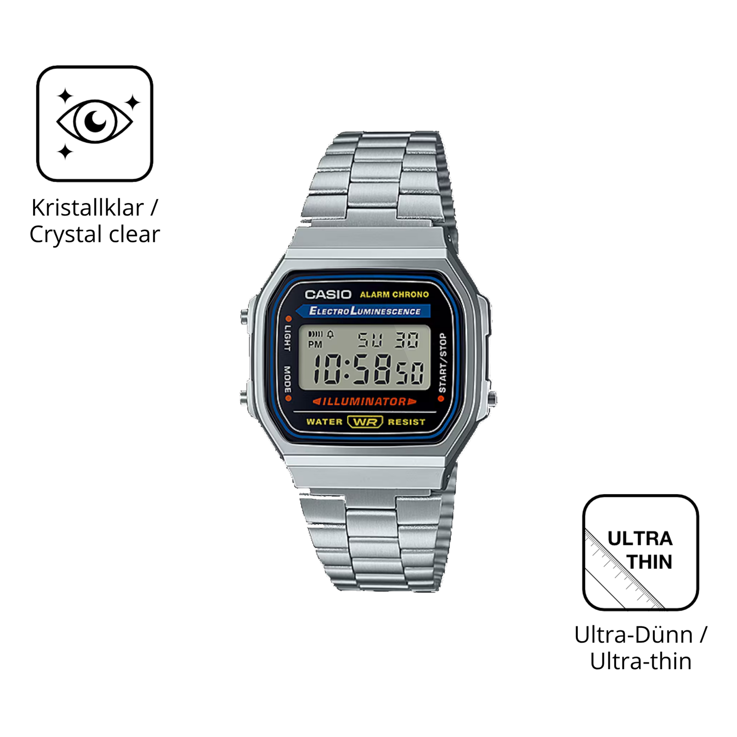 6x Schutzfolie klar für Casio Iconic A168WA-1 Display-Schutzfolie