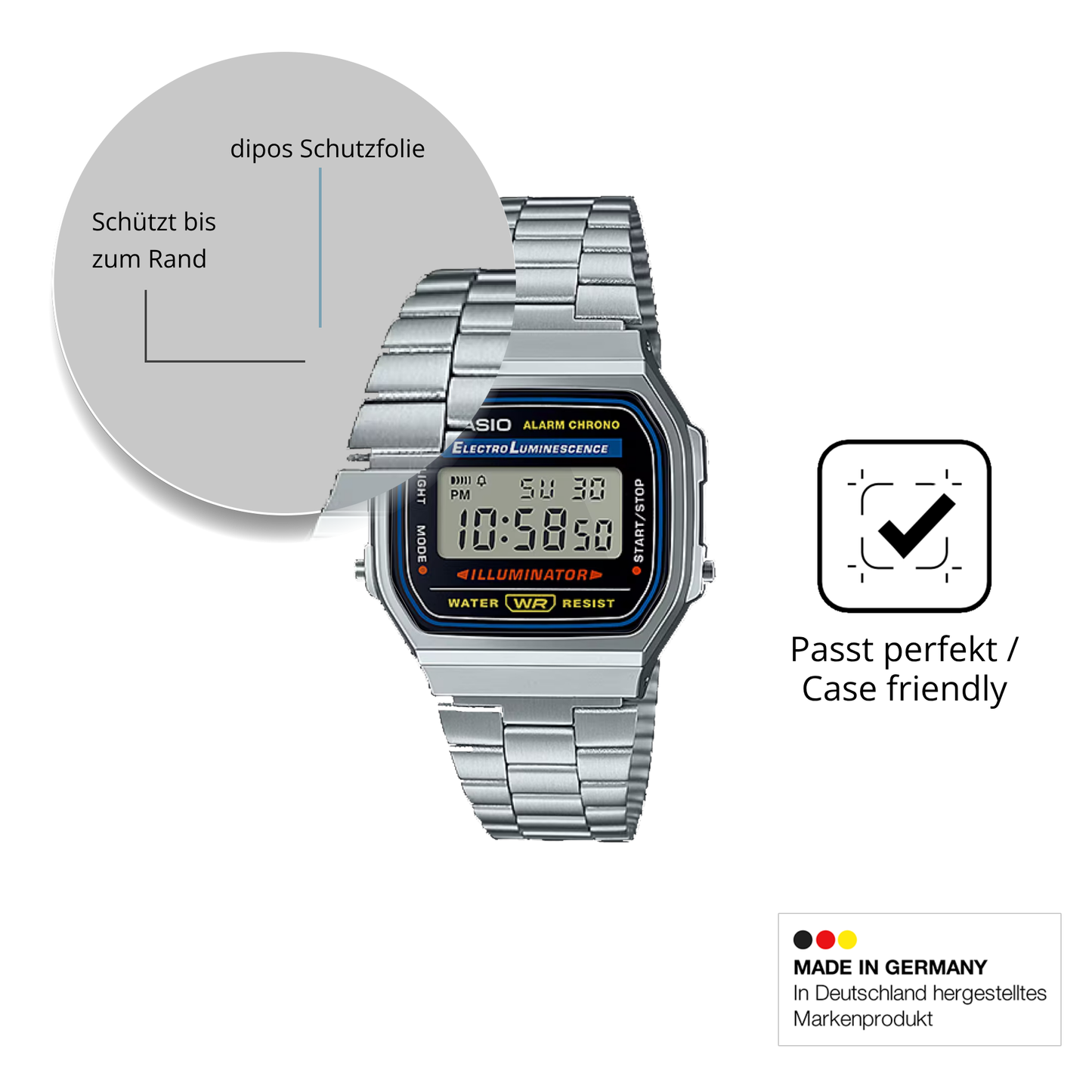 2x 9H Schutzfolie für Casio Iconic A168WA-1 Panzerfolie
