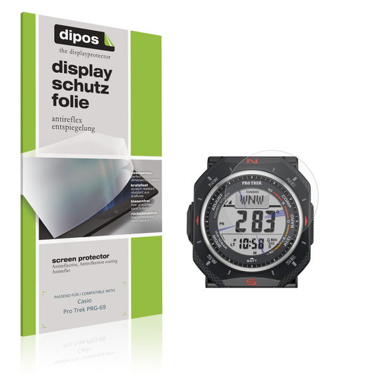 Matte Displayschutzfolie von dipos passend für Casio Pro Trek PRG-69, präziser Zuschnitt und blasenfrei montiert