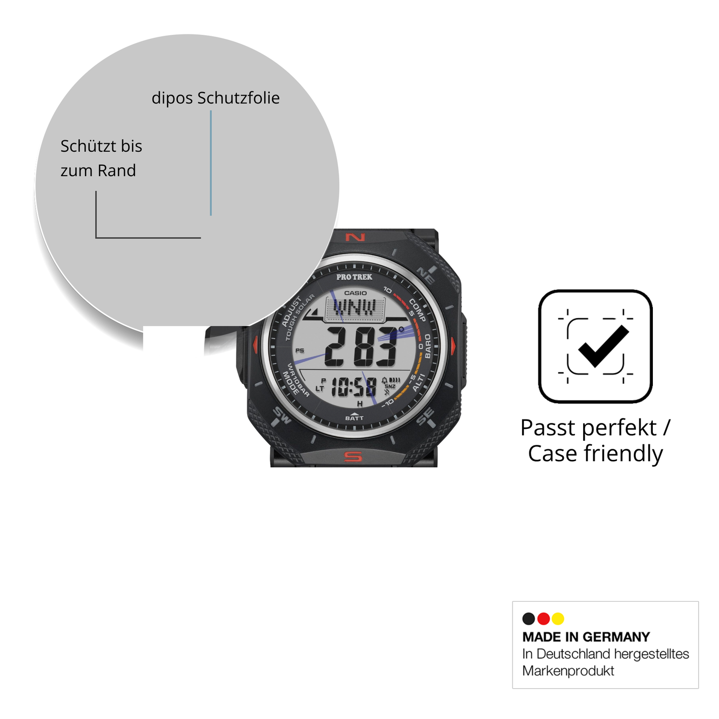 Schutzglasfolie mit optimaler Passform, zur Verwendung mit Hüllen geeignet