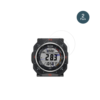 CasioPro Trek PRG-69 mit aufgebrachter dipos Flex Schutzfolie, glasklare Darstellung ohne Einschränkungen